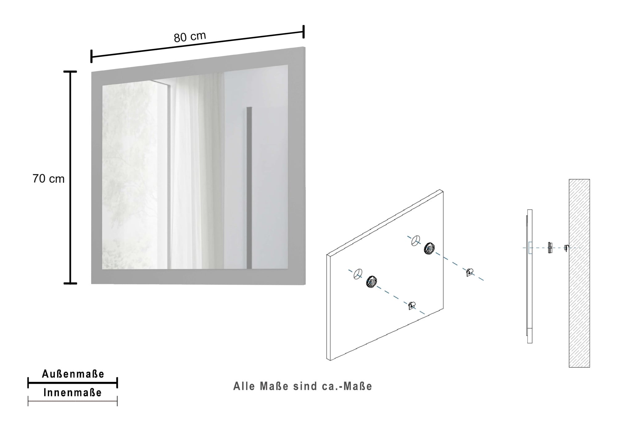 welltime Miroir de salle de bain »Garda, Waschbeckenunterschrank,Breite 80 cm,Waschtisch« Breite 80 cm- Passend zur Serie Garda