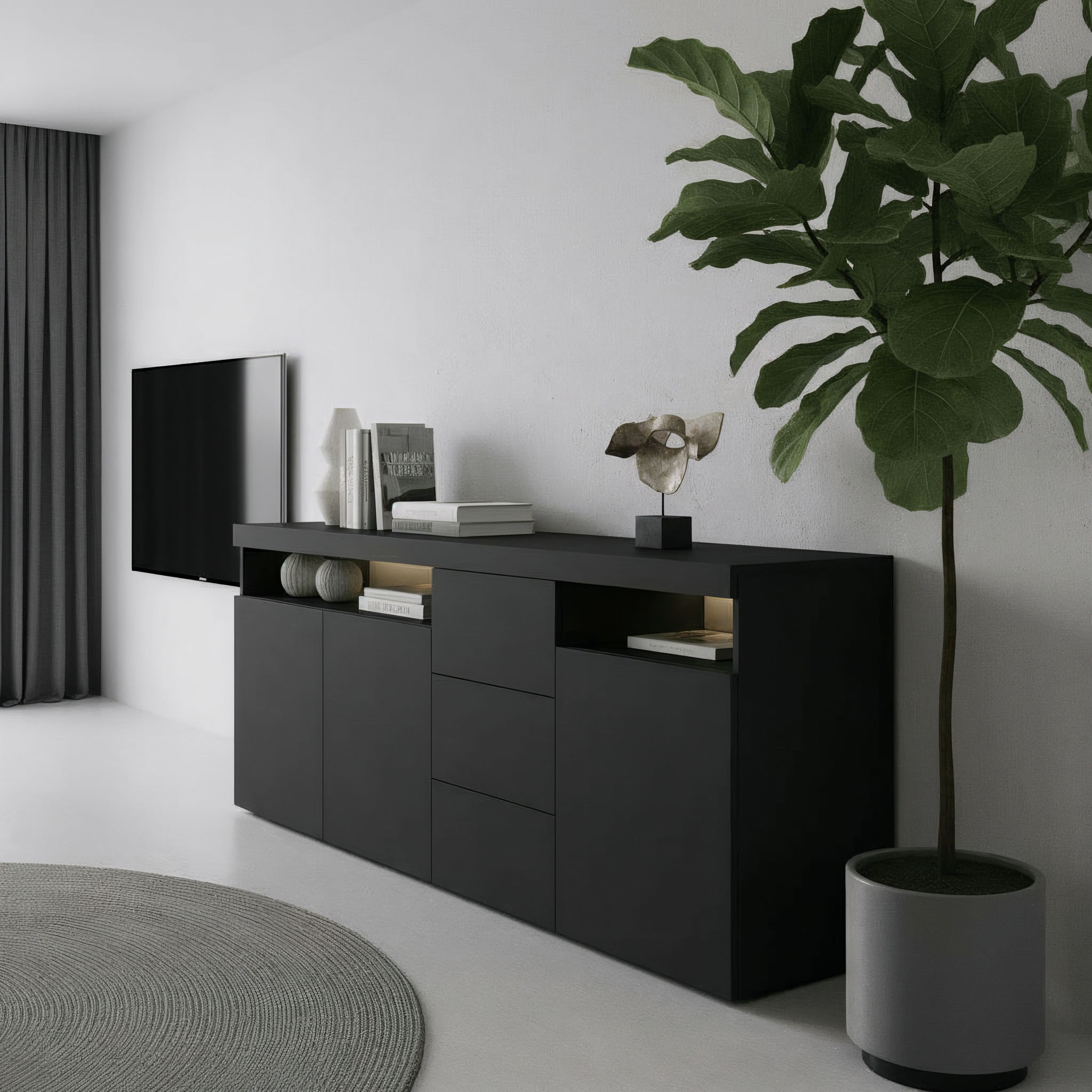 borchardt Möbel Sideboard »Kapstadt, Kommode mit Push-to-open-Funktion, Hochglanz-Dekor« Breite 200cm mit viel Stauraum, 3 Schubfächern und 3 Türen