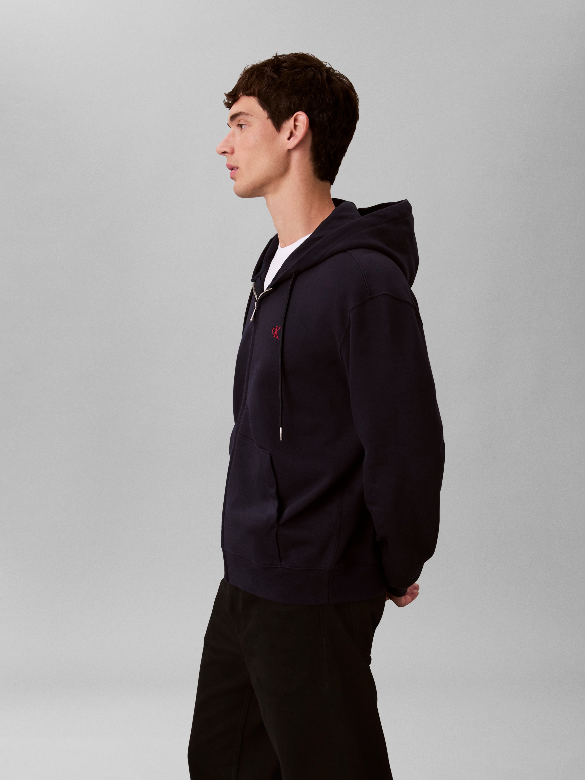 Calvin Klein Jeans Sweat à capuche »LS EU 350TERRY MONOGRAM FZ HOODI«, Mit Rundhalsausschnitt, regular fit
