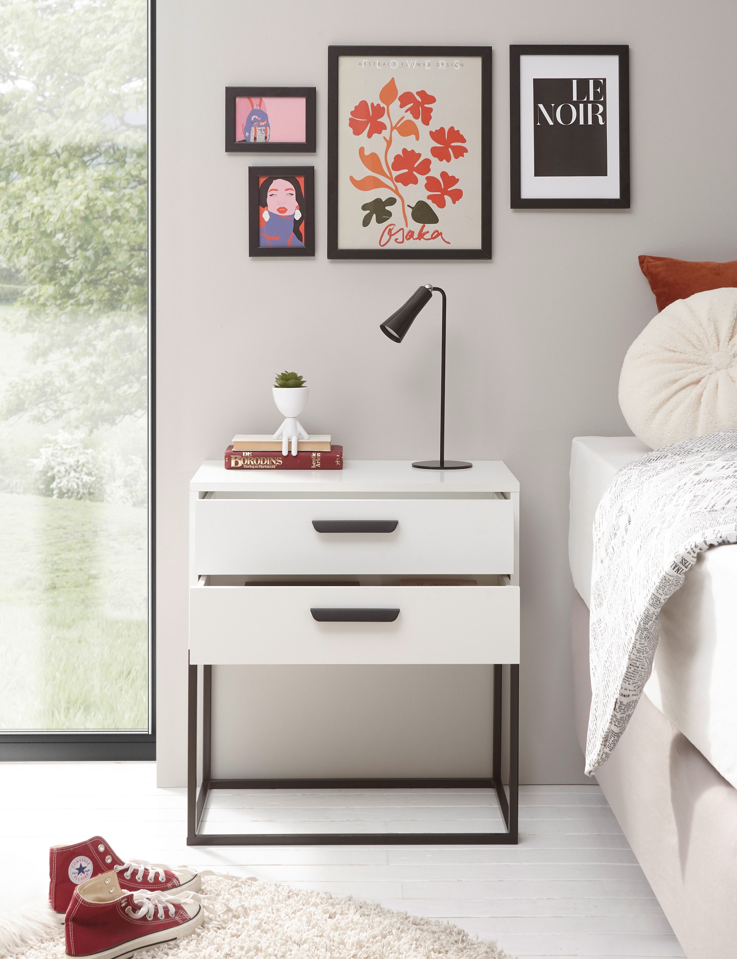 Schlafkontor Nachtkommode »Suna Kommode, Nachttisch, Nachtschrank« auf Metallgestell