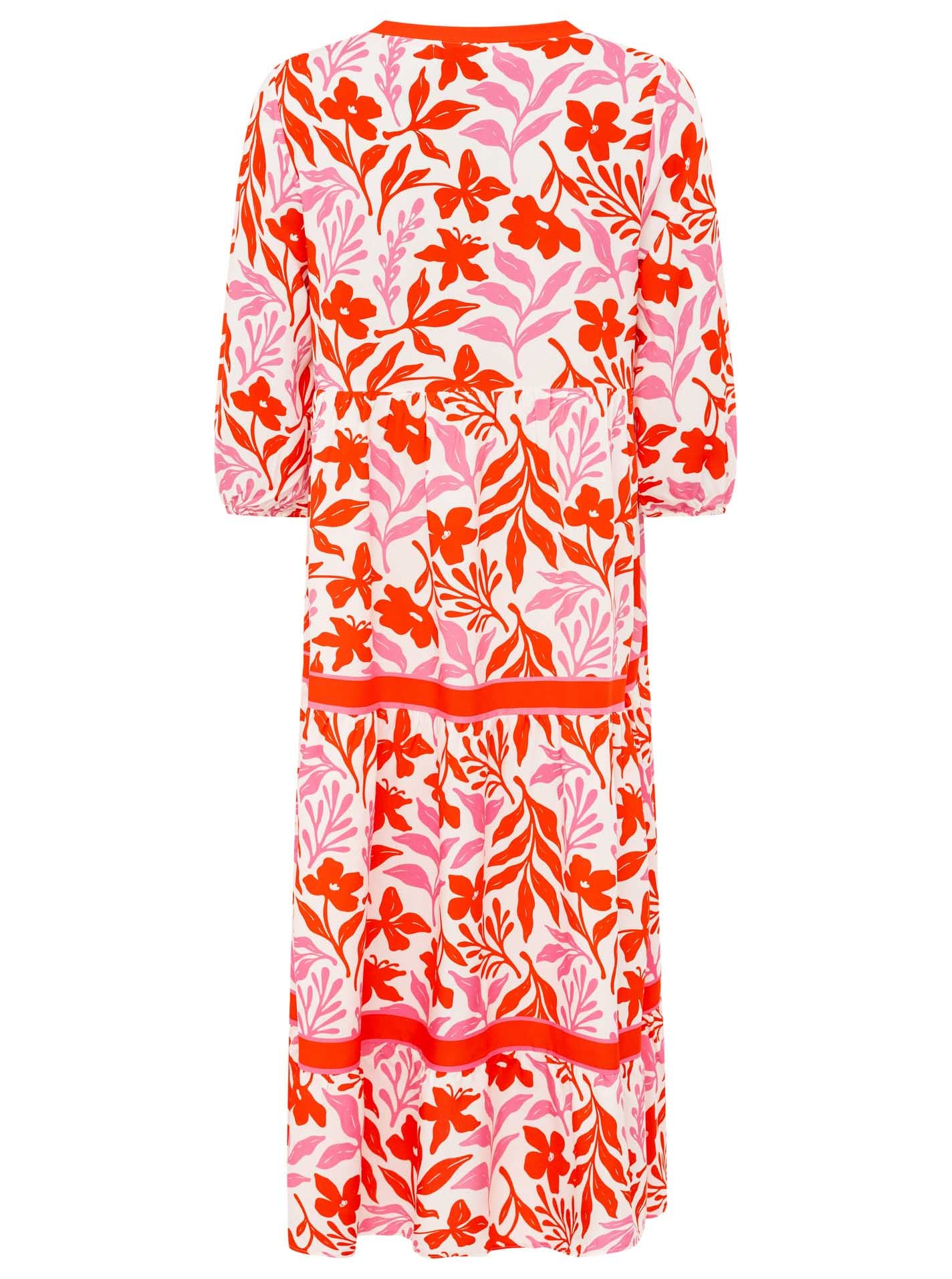 Zwillingsherz Maxi robe »"Flower"« Florales Muster, Schriftzug, 3/4 Arm, Knopfleiste