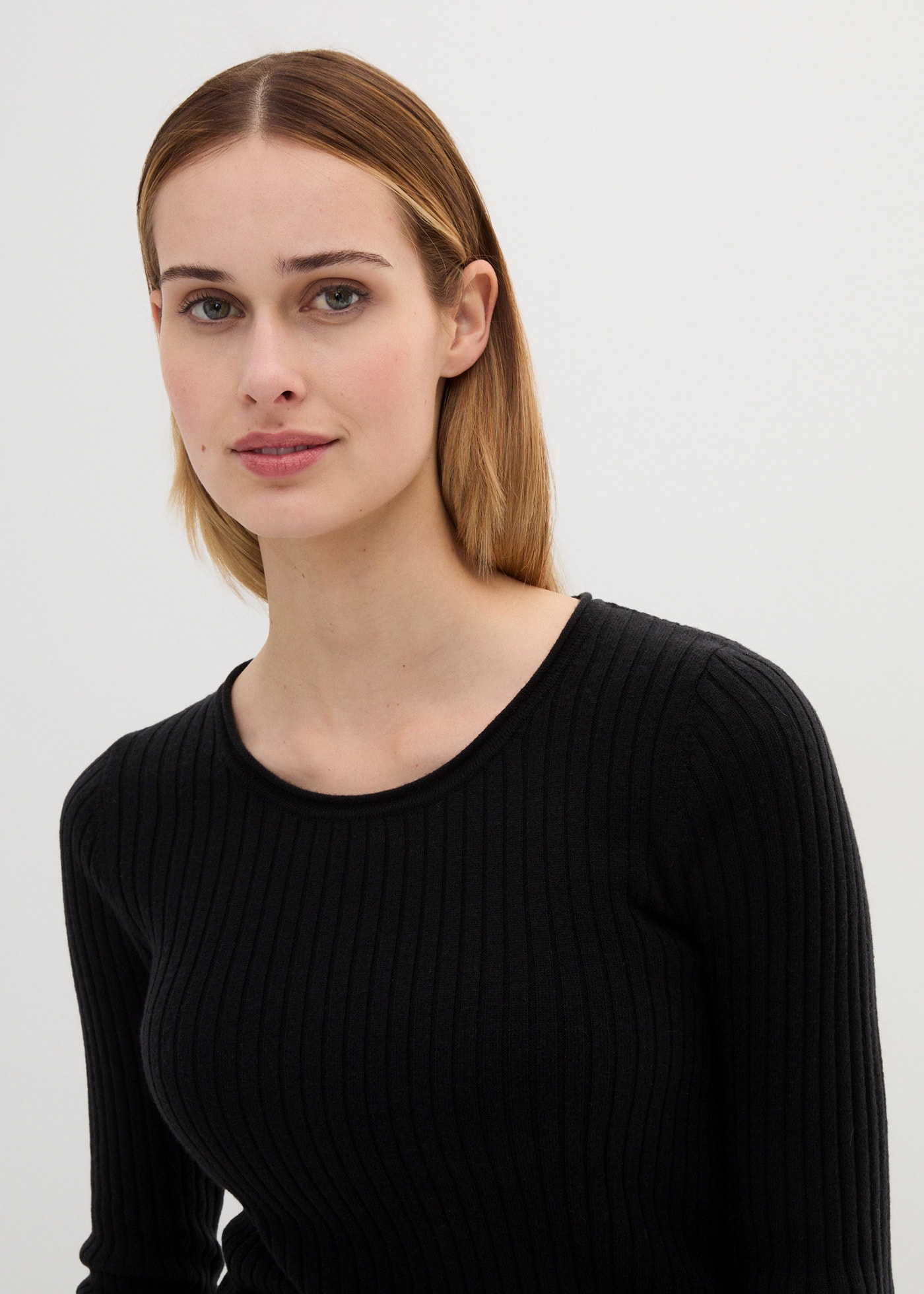 bonprix Strickpullover aus Merinowolle, Langarm, schmale Passform