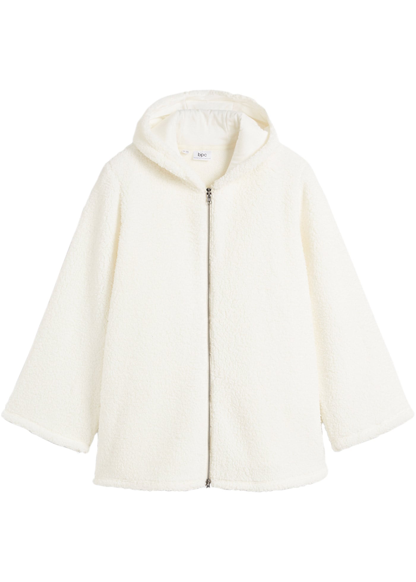 bonprix Fleecejacke mit Kapuze Teddy-Fleece Jacke in A-Linie mit Seitenschlitzen
