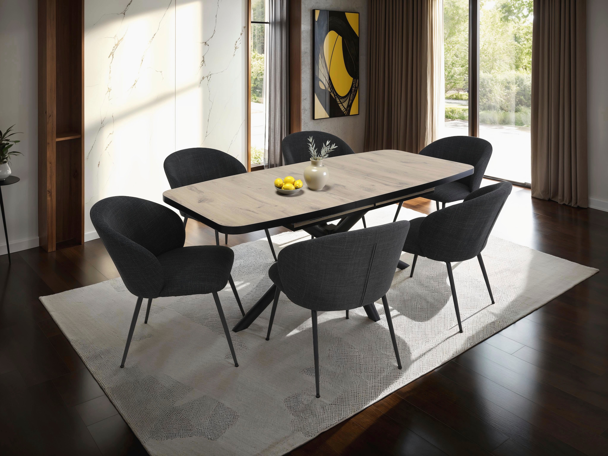 HELA Chaise à 4 pieds »GRAZ, Esszimmerstuhl« (Set) 1 cuisXL-Sitzbreite,4-Fuss,Rundrohrgestell,140 Kg belastbar, Webstoff