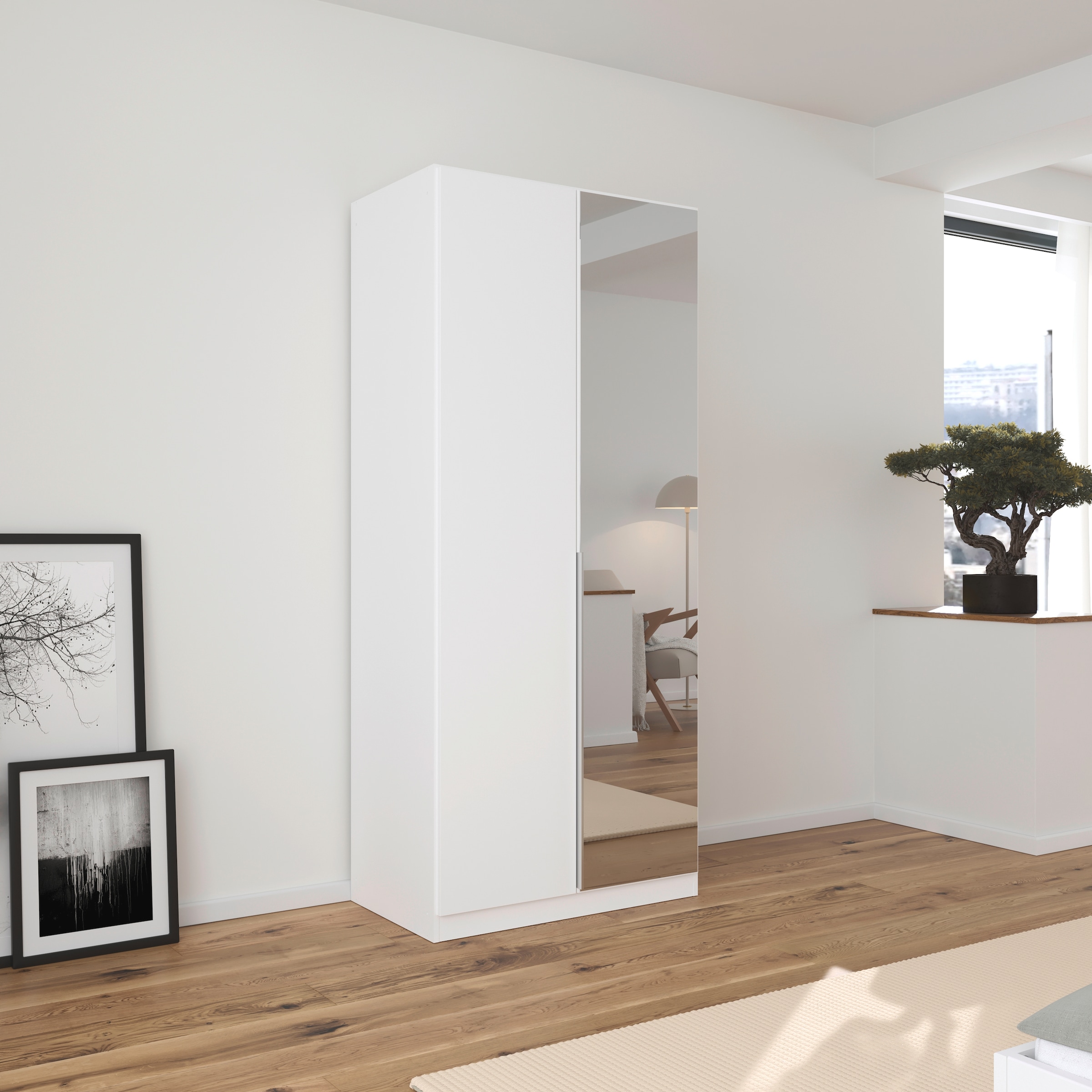 GOODproduct Drehtürenschrank »Kleiderschrank Schrank Garderobe AGORDO mit Dekor- oder Hochglanzfront« in zwei Griff-Farben, Breiten 91-405 cm,  durchdachte Innenausstattung, in 8 Breiten und 2 Höhen MADE IN GERMANY