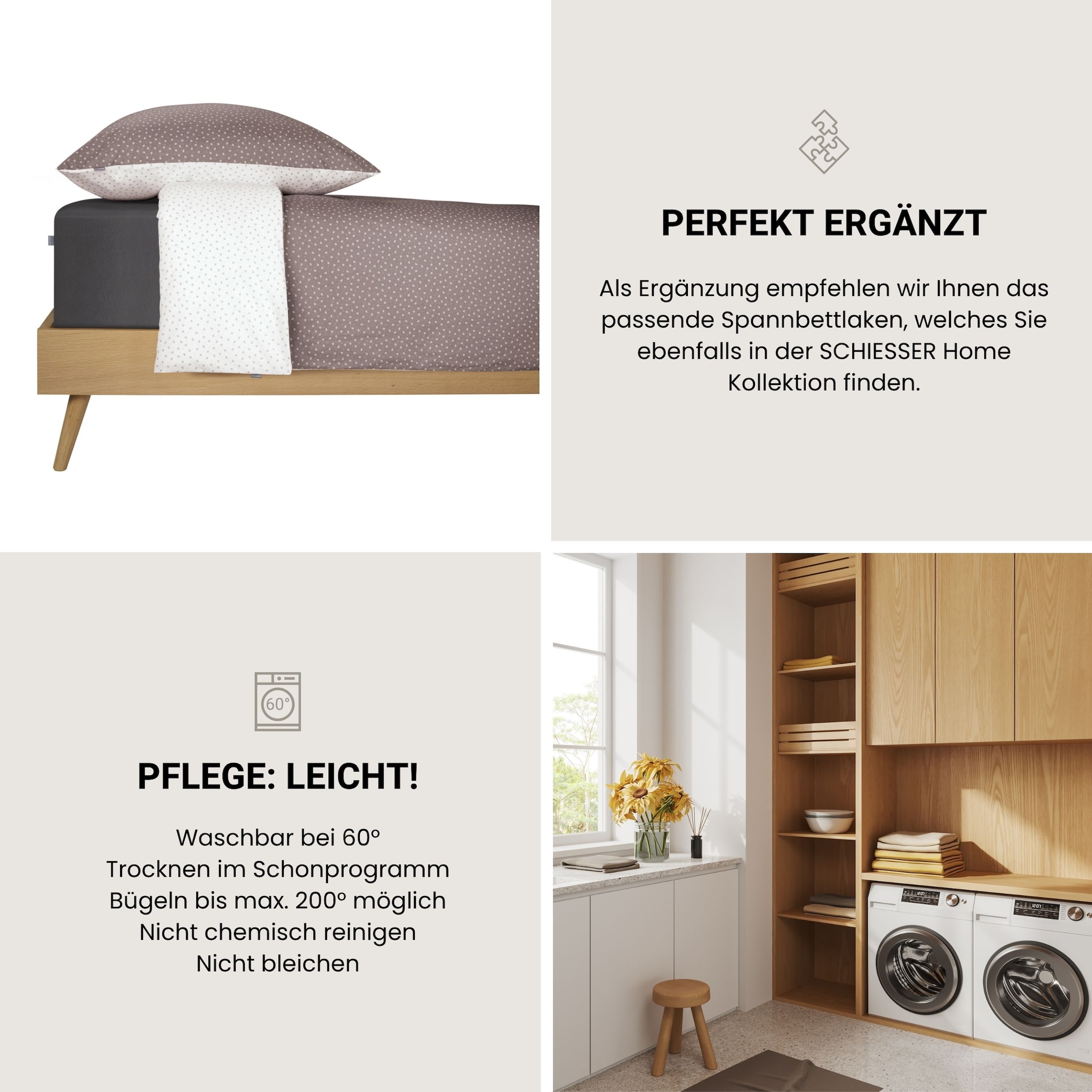Schiesser Linge de lit »Millie aus weicher Baumwolle mit filigranen Blüten« 2 cuis OEKO-TEX® MADE IN GREEN