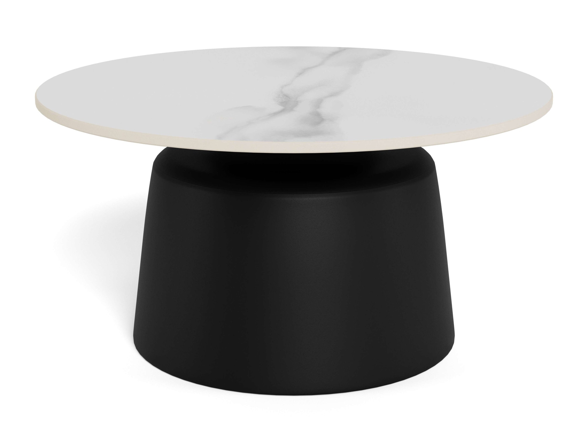 ACTONA GROUP Table basse »Santorini Kaffetisch - modern & stilvoll mit langlebiger Keramikplatte« Céramique blanche, cadre en acier noir, durable. Ø : 70 cm,