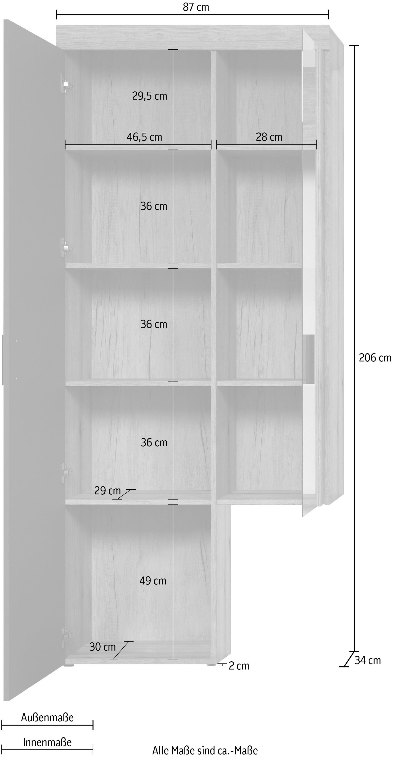 Home affaire Vitrine de rangement »Ghent« Paquet, 1 cuis tlg. avec applications en bois de bout