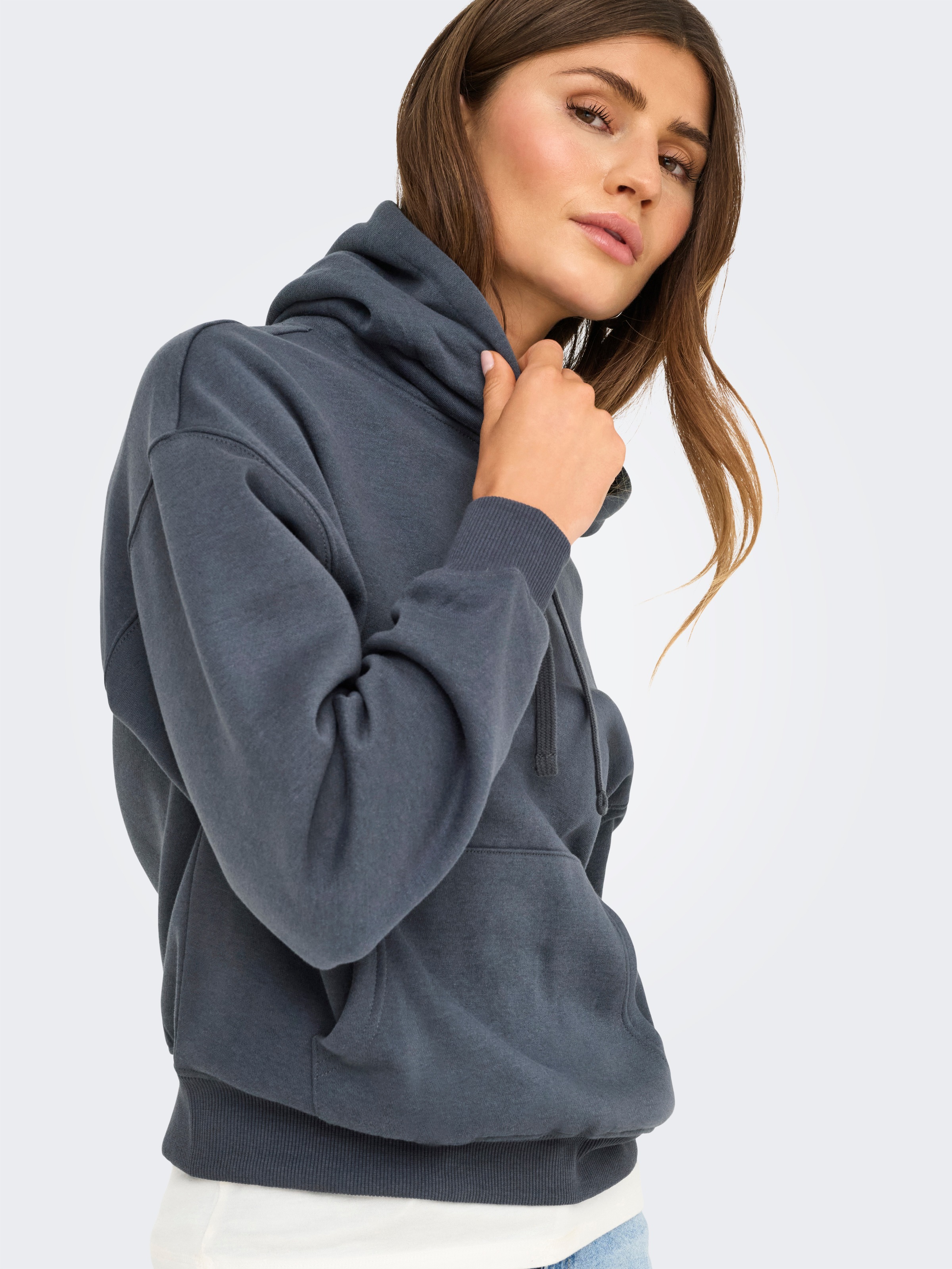 ONLY Sweat à capuche »ONLBEST L/S HOOD SWT NOOS«, mélange de matériaux, coupe régulière

