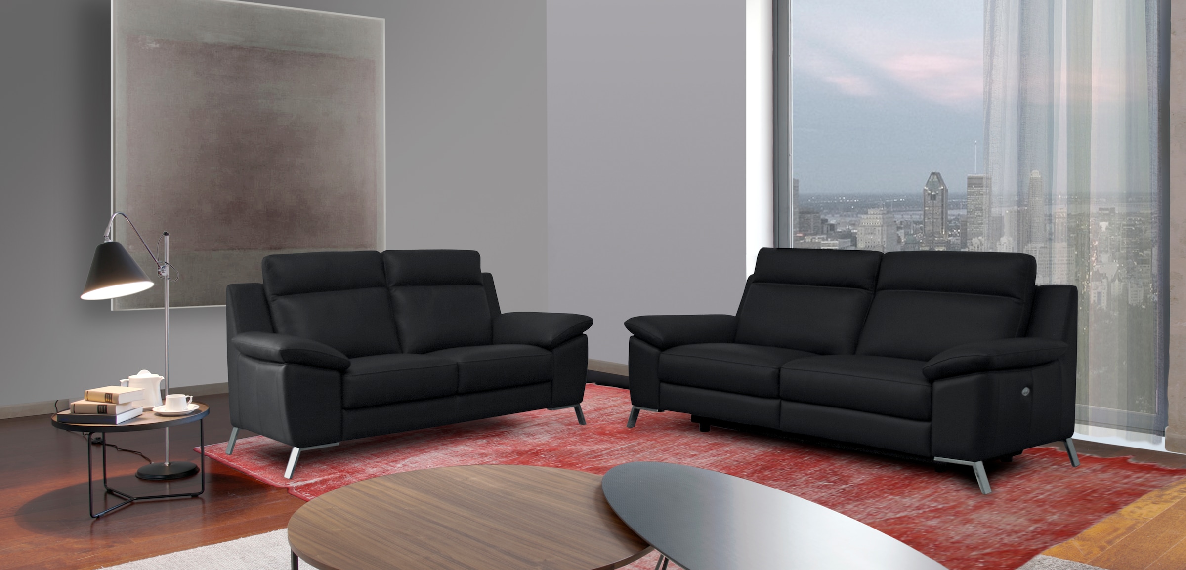 CALIA ITALIA Ensemble rembourré »Roby« Set, 2 cuis tlg. in Leder, mit elektrischer Relaxfunktion