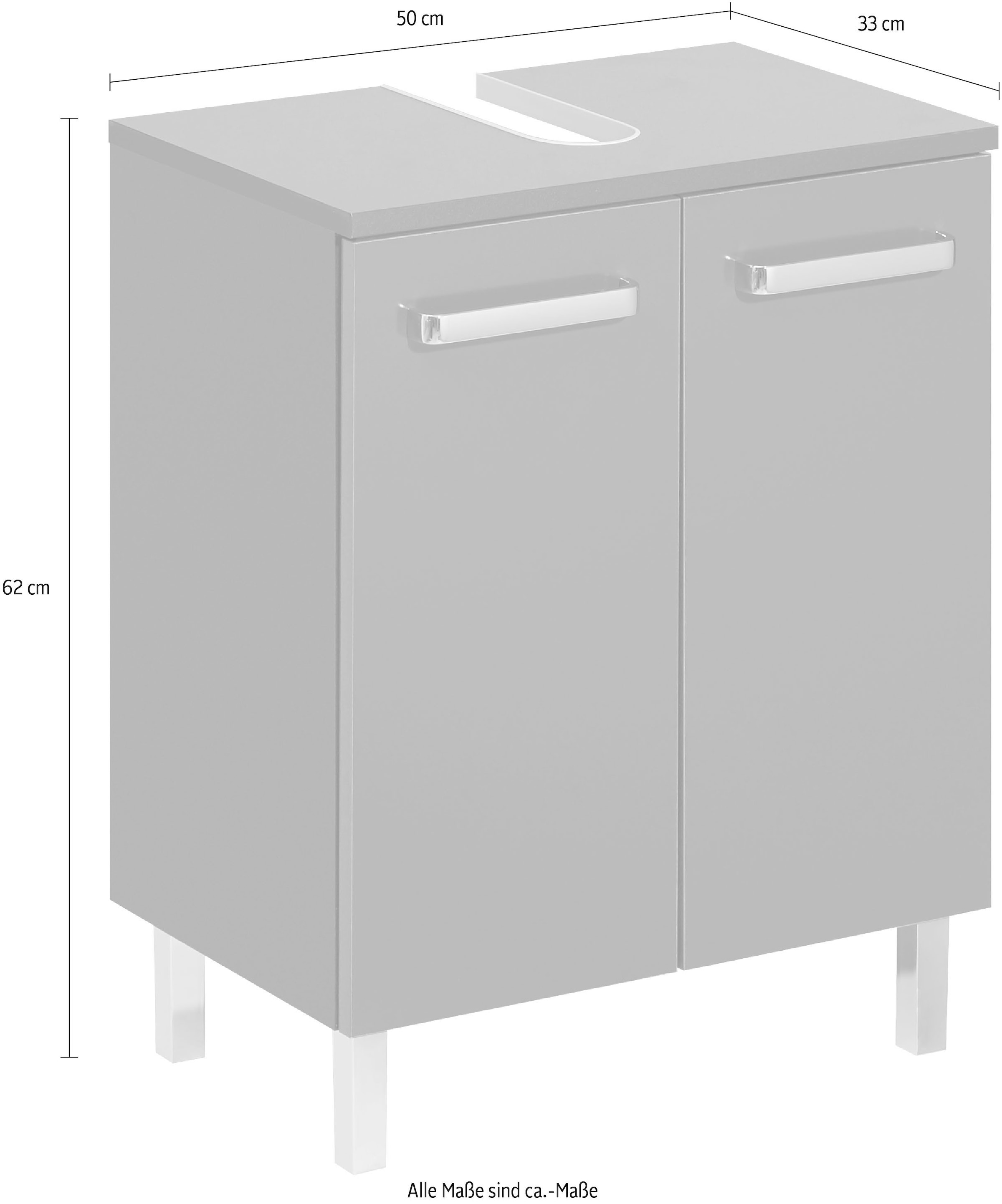 Saphir Waschbeckenunterschrank »Quickset Unterbeckenschrank mit 2 Türen, 50 cm breit, ohne Waschbecken« Waschbeckenschrank inkl. Türdämpfer, Griffe in Chrom Glanz
