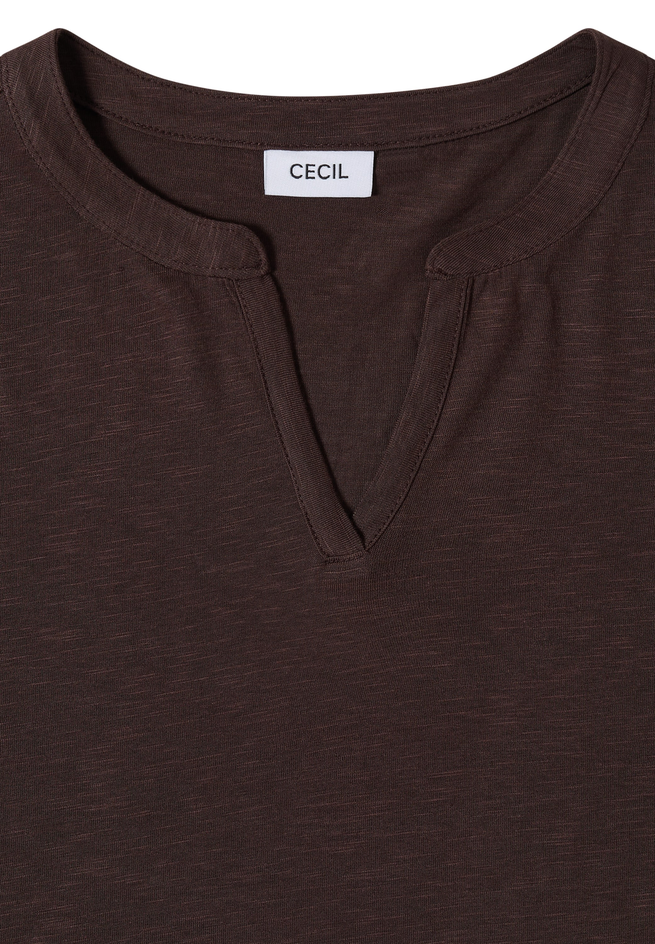 Cecil Kurzarmshirt Sommershirt mit Split Neck in Unifarbe