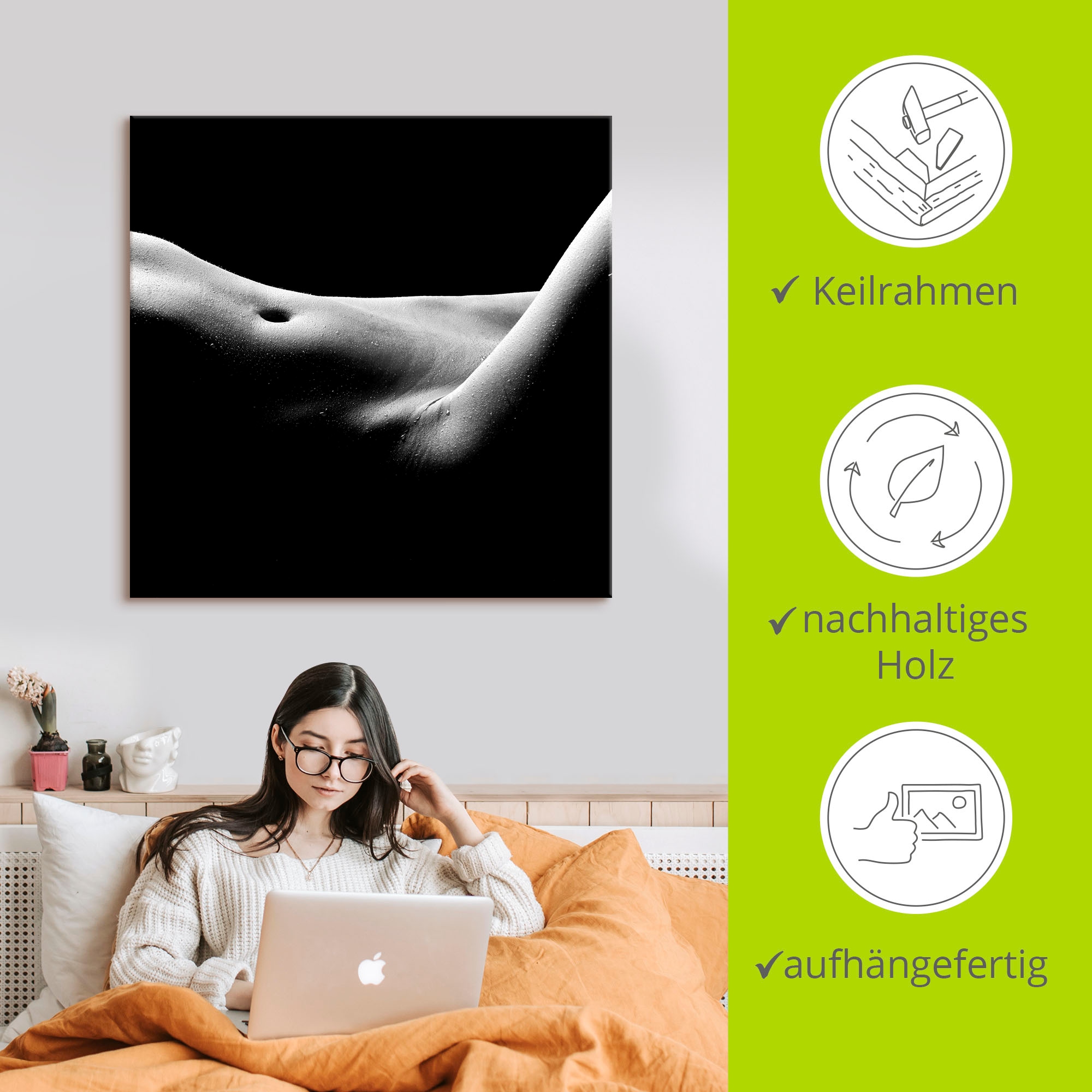 Artland »Körperausschnitt einer nackten Frau« Frau 1 Stk. tlg. auf Holzrahmen gespannt