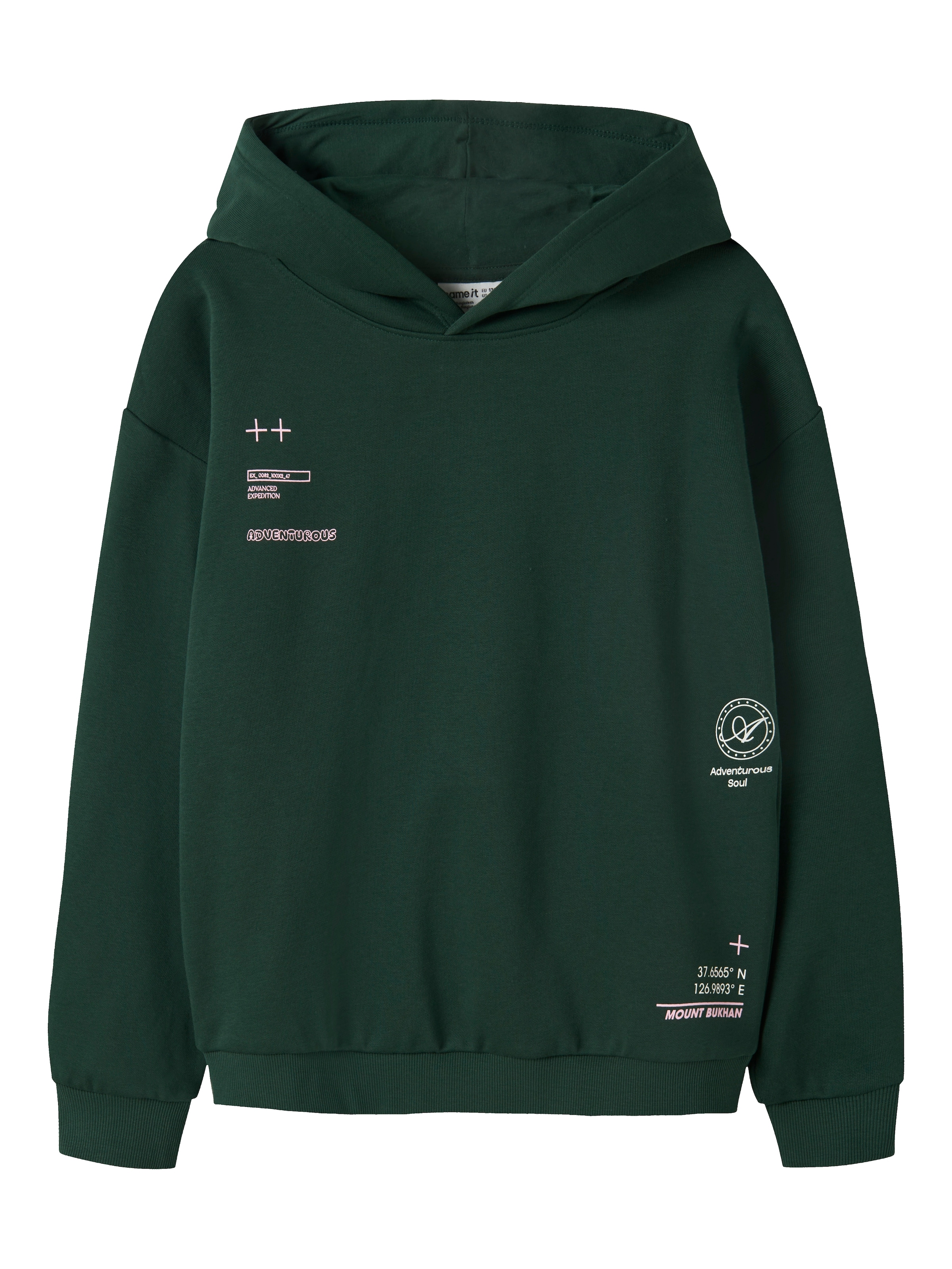 Name It Sweat à capuche »NKMOFRANNE LS RLX SWE BRU WH BF«, Baumwollmischung, locker geschnitten

