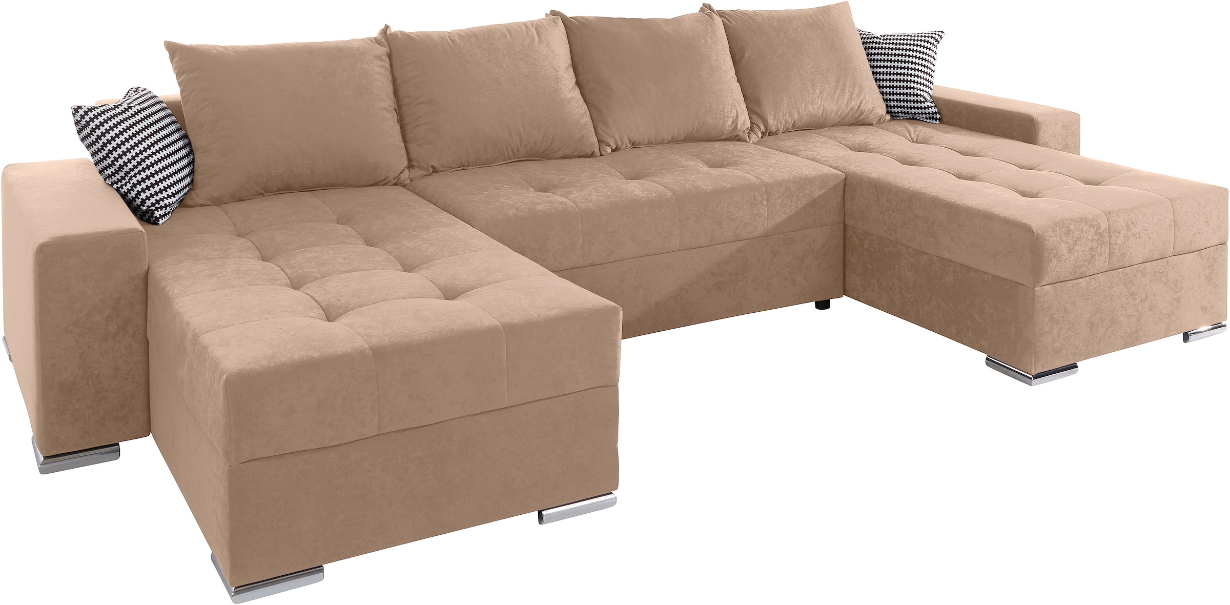 COLLECTION AB Paysage de salon »Josy XL U-Form, Breite: 313 cm« mit Bettfunktion, Bettkasten & 2 Zierkissen, Federkern