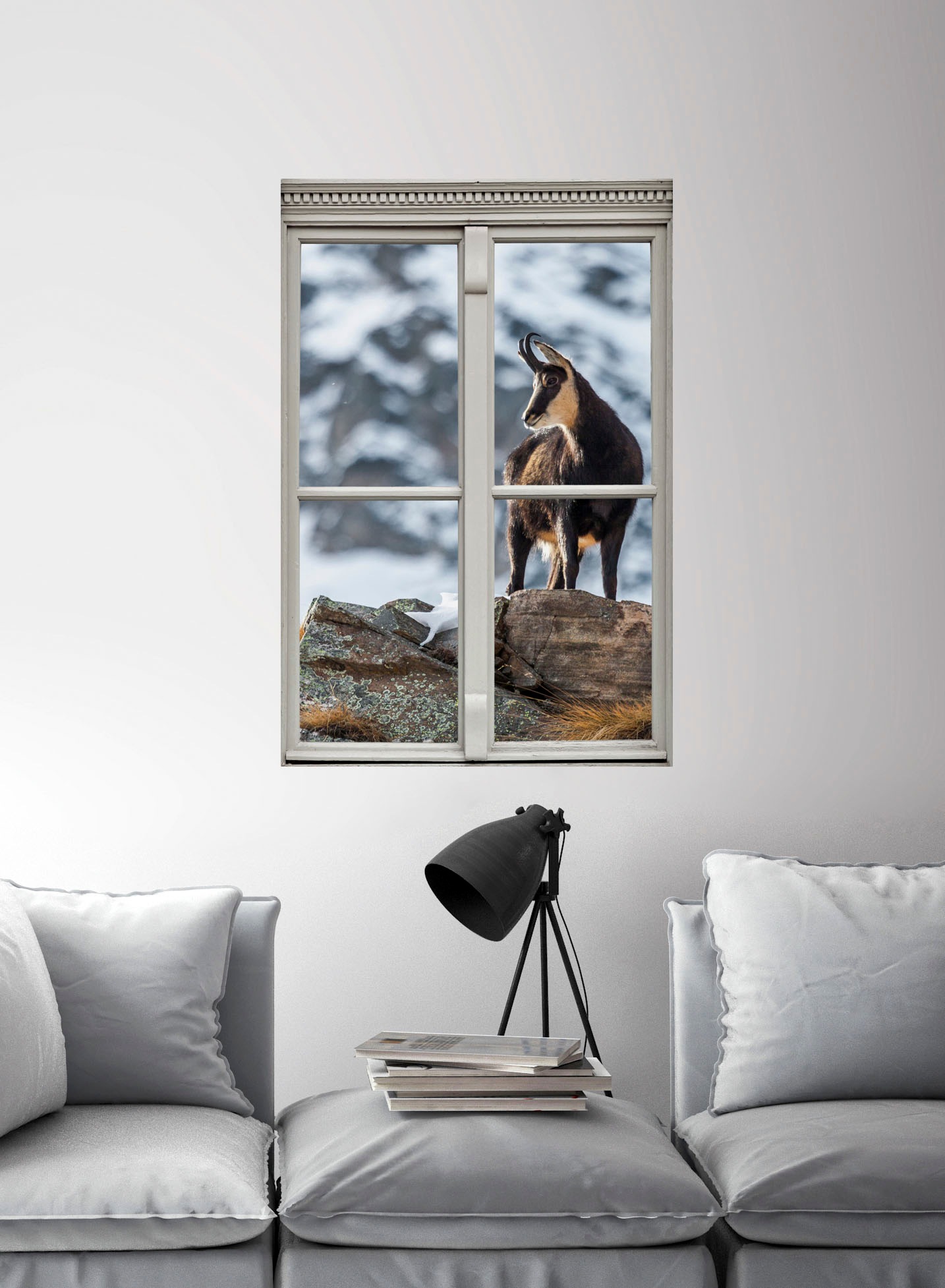 queence Wandsticker »Steinbock« Wandsticker, Wandbild, selbstklebend, 3D, Fenster