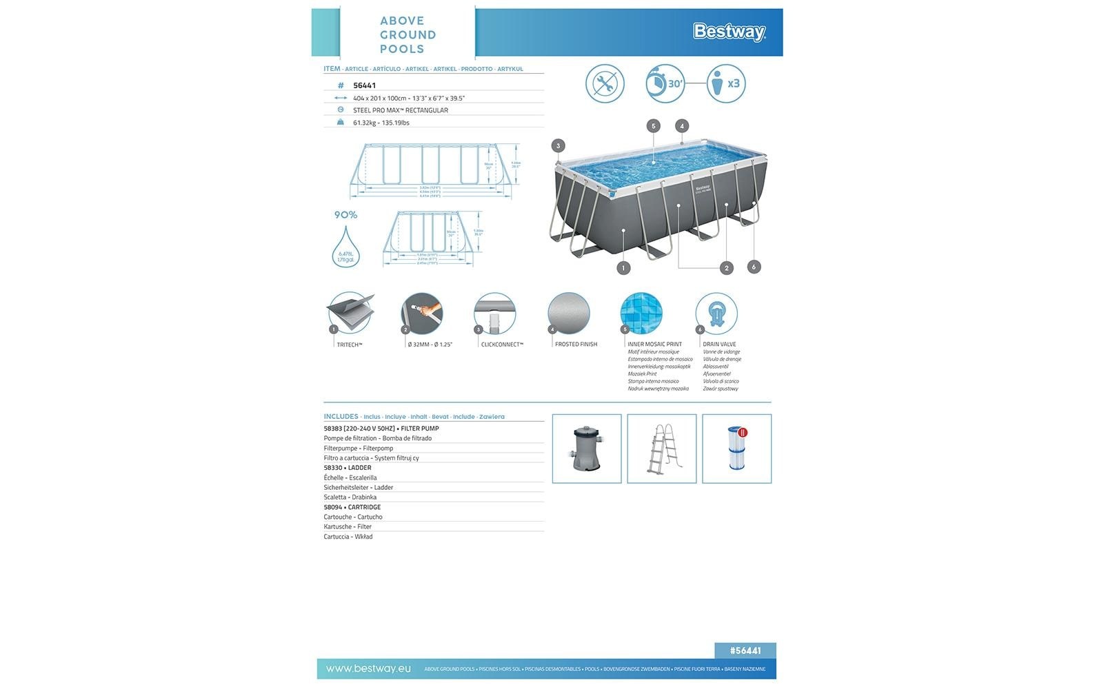 Bestway Whirlpool »Steel Pro MAX« Rechteckiges Aufstellpool-Set