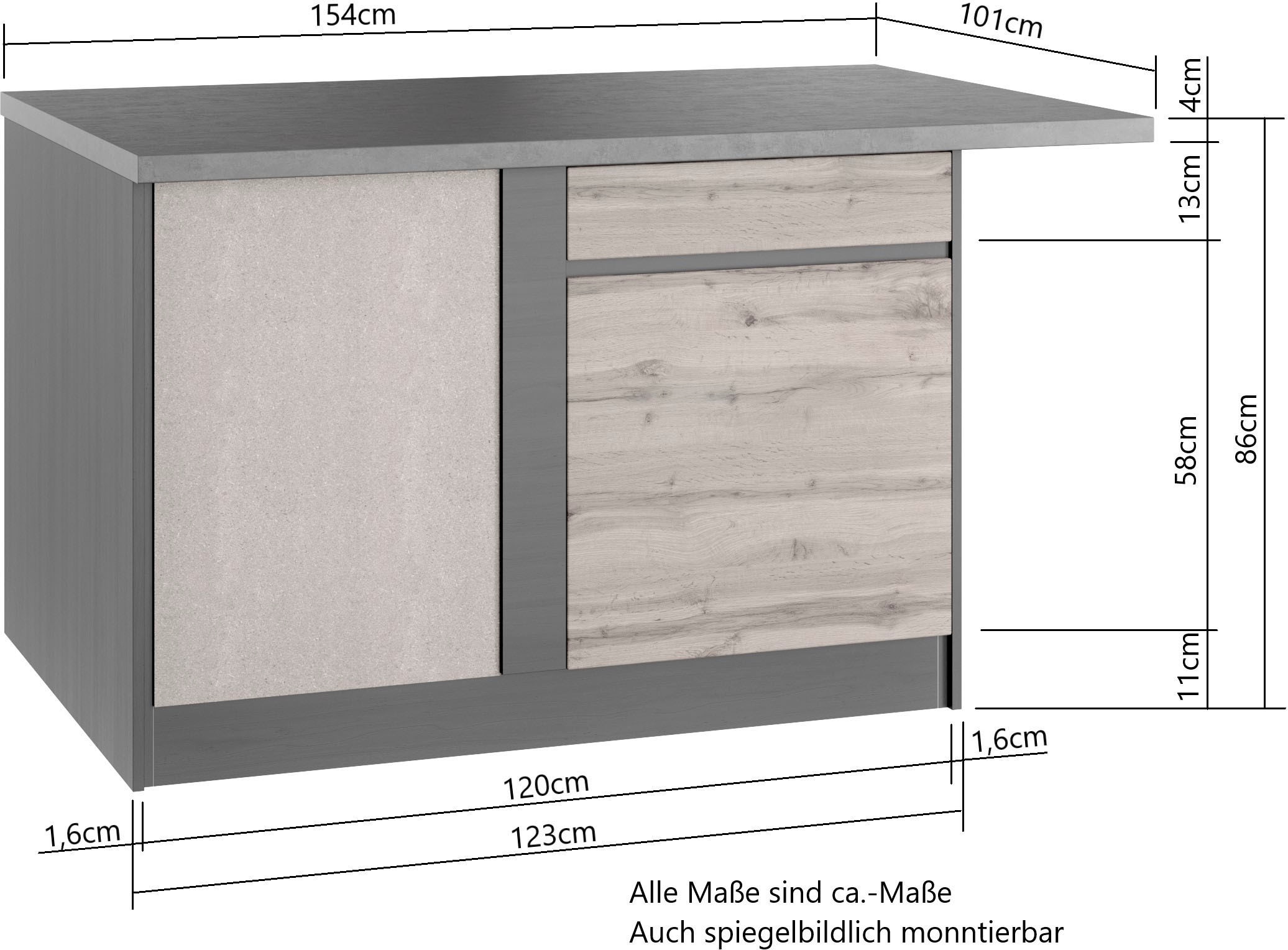 KOCHSTATION Winkelküche »KS-Riesa« Stellbreite 340x150 cm, wahlweise mit oder ohne E-Geräte
