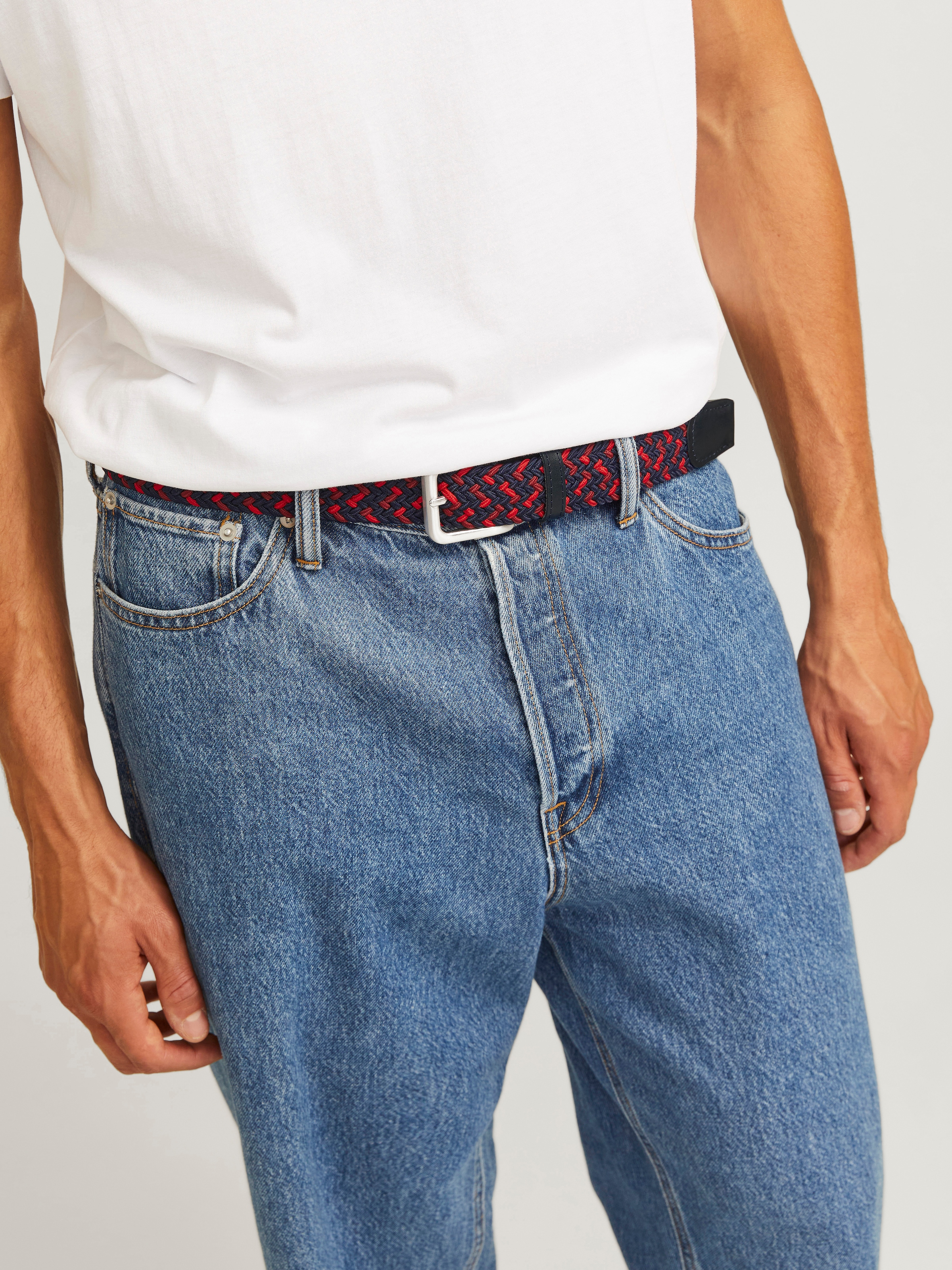 Jack & Jones Stretchgürtel »JACSPRING WOVEN BELT NOOS« mit silberfarbener Schliesse