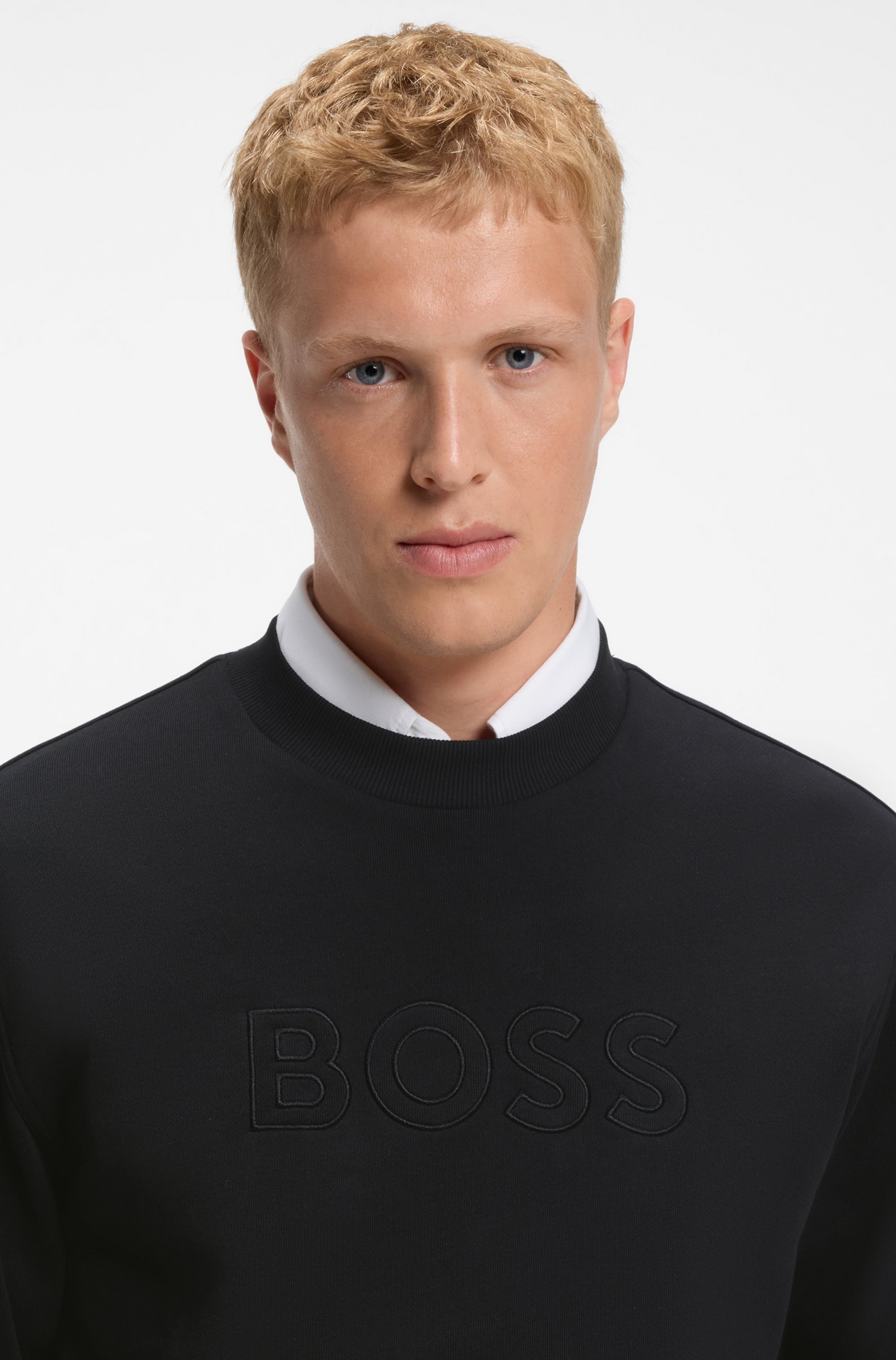 BOSS ORANGE Sweat-shirt , Encolure ronde, coupe décontractée, grande broderie logo
