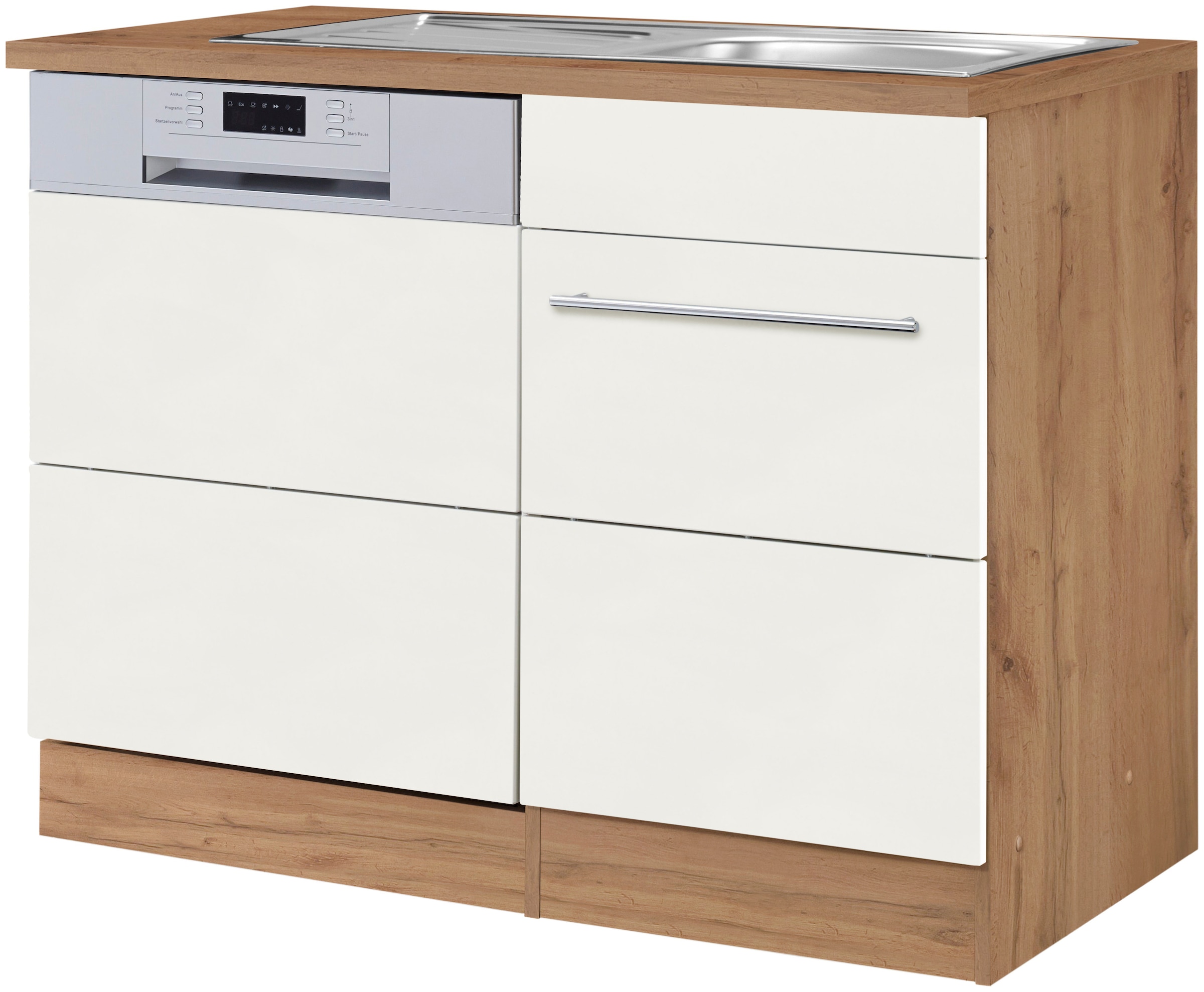 KOCHSTATION Meuble évier »KS-Wien« largeur 110 cm, incl. façade de meuble pour lave-vaisselle semi-intégré