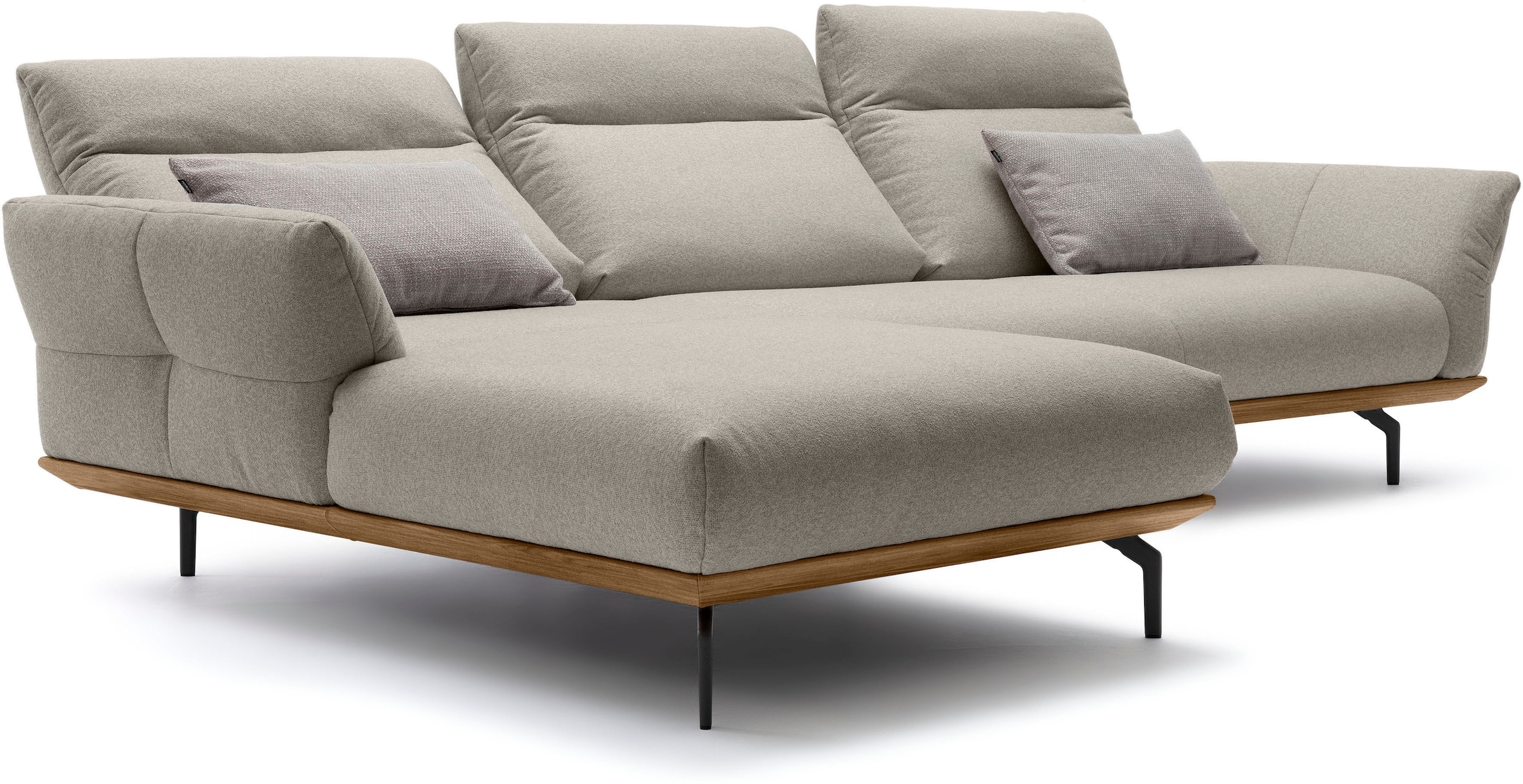 Creation BY ROLF BENZ Canapé d'angle »CR.460 Design-Sofa der Extraklasse, verstellbare Rückenlehne, L-Form« socle en noyer, pieds d'angle en gris ombre, largeur 318 cm