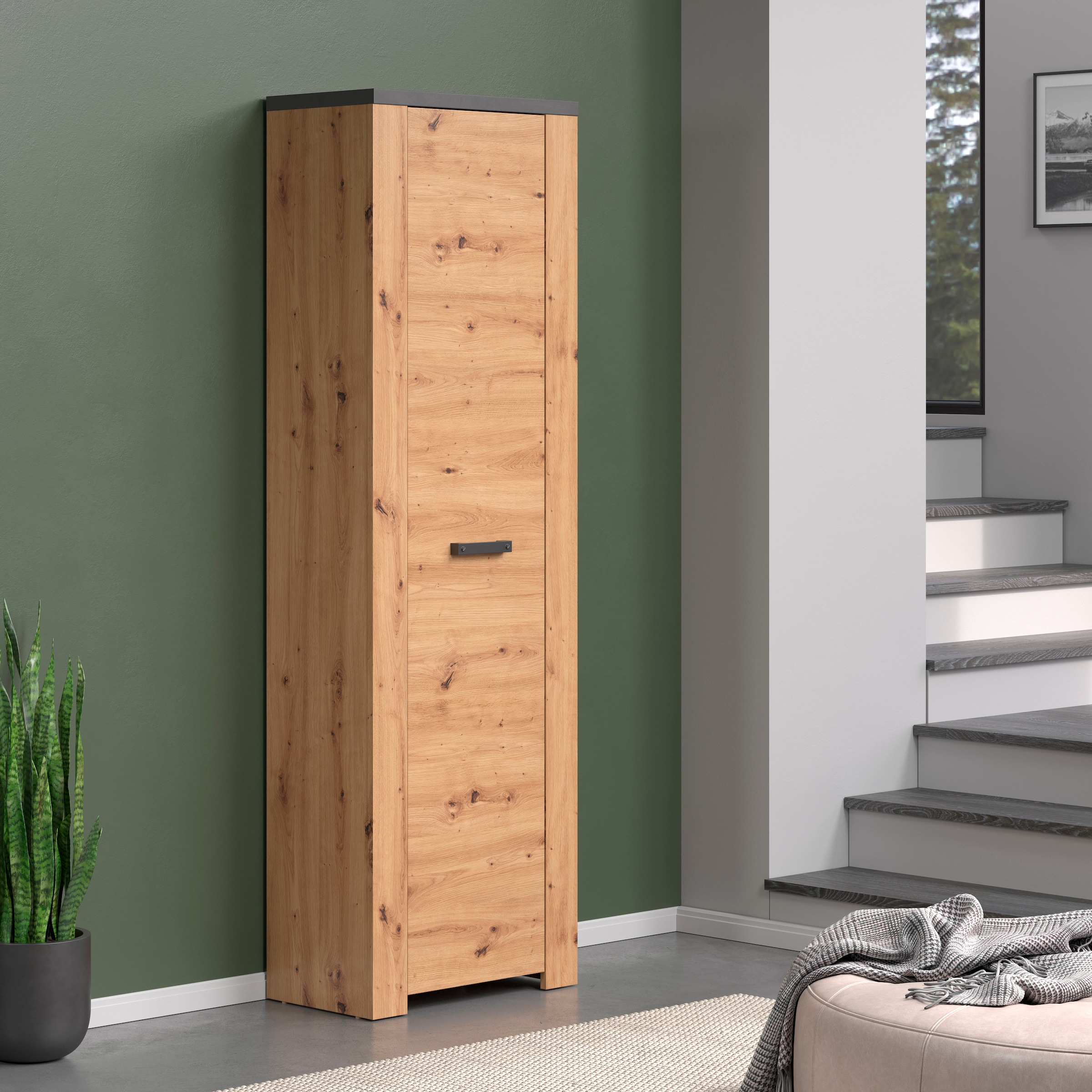 Home affaire Armoire vestiaire »Ambres Inkl. ausziehbarer Kleiderstange« 1 cuis tlg. Garderobenpaneel mit Ablage & Haken - (B/T/H) 62/26/199 cm