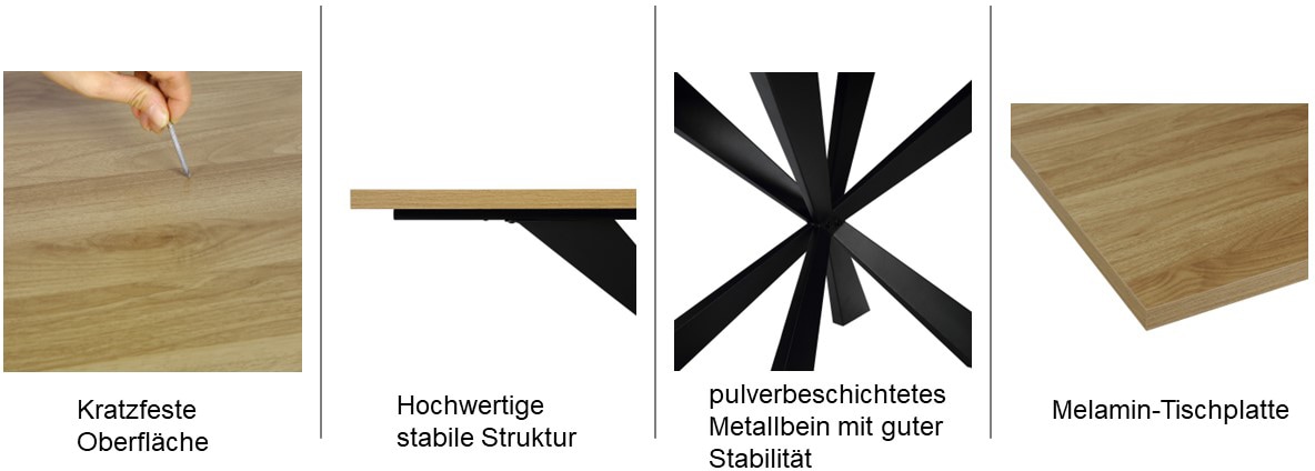 Home affaire Esstisch »Soyans, TOPSELLER!, OTTOs Choice« modernes Spider Gestell, in vier Breiten, melaminharzbeschichtet