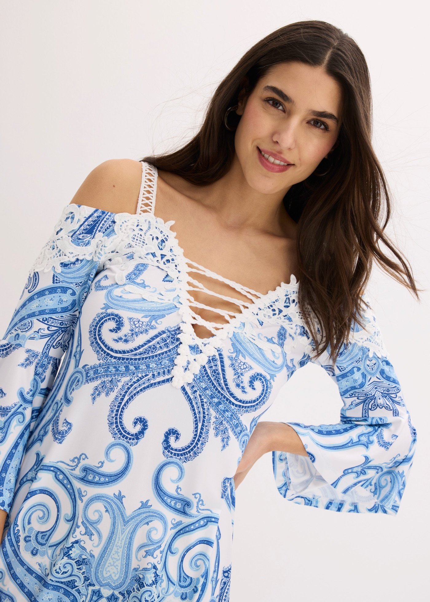 bonprix Off-Shoulder-Kleid für Partys, Off-Shoulder-Design, Halbarm, ausgestellte Passform