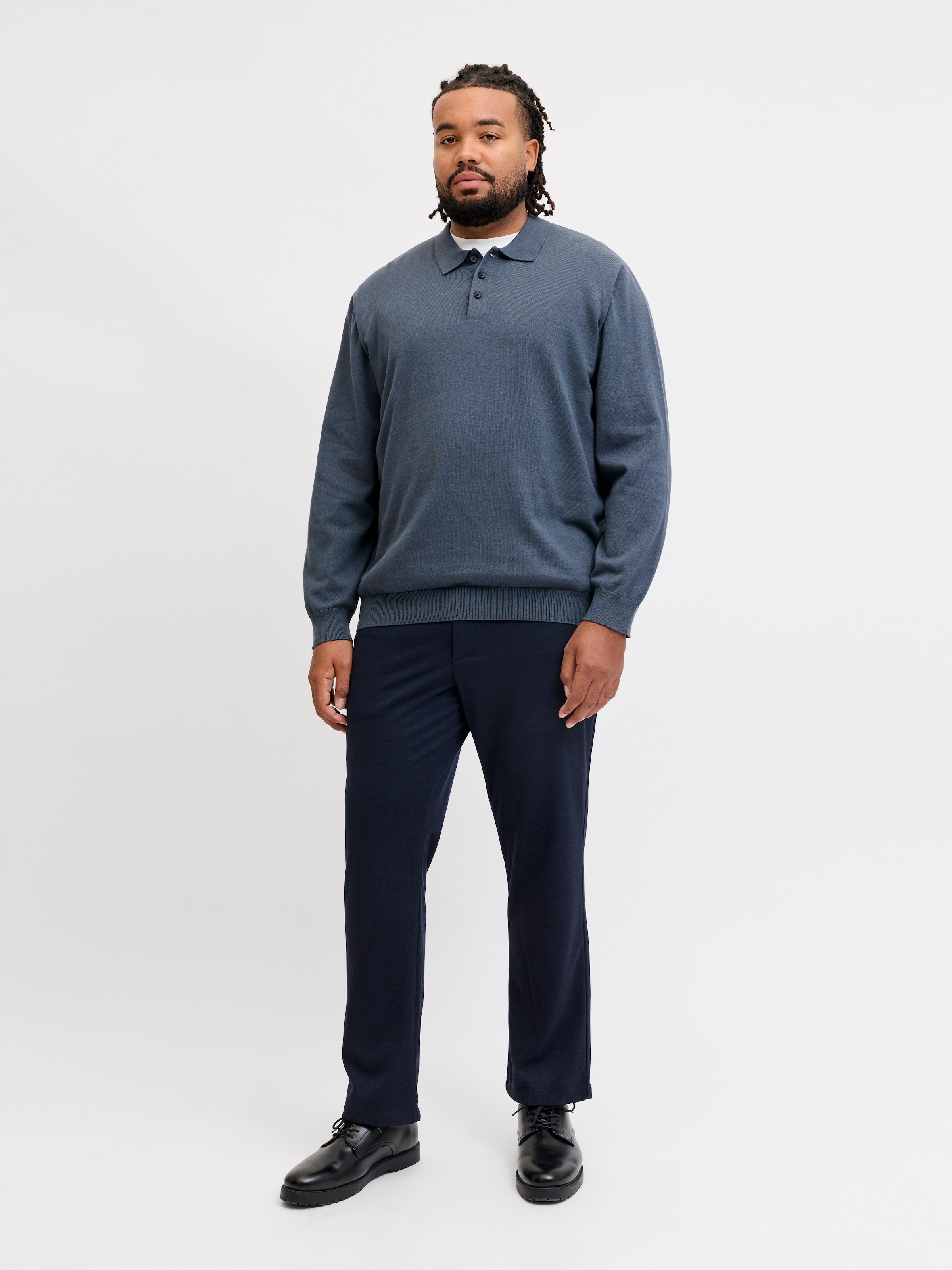 Jack & Jones PlusSize Polokragenpullover »JJEBASIC KNIT LS POLO SN PLS« Baumwolle, regular fit