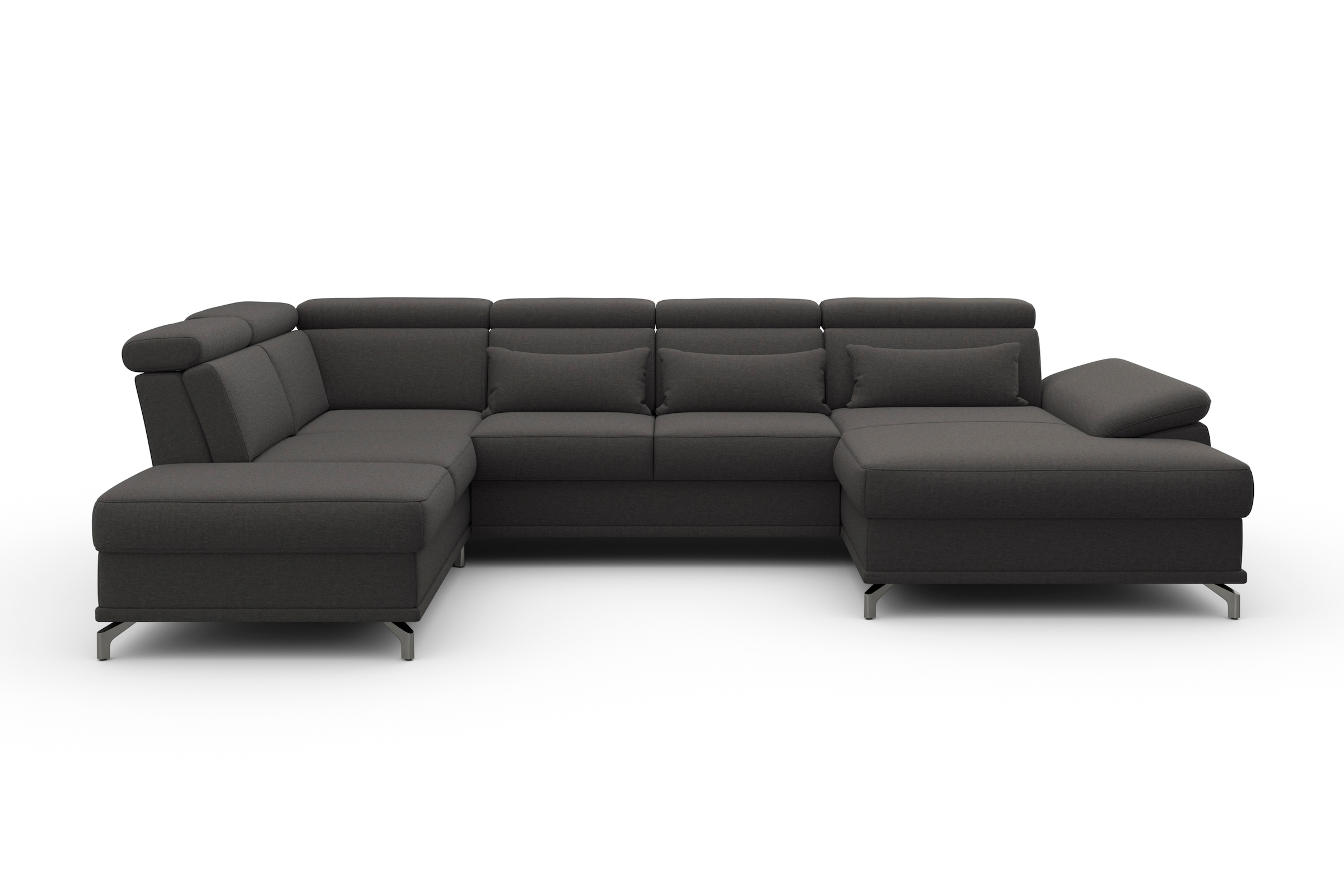 sit&more Paysage de salon »Cabrio U-Form, B: 359 cm, mit Sitztiefen-, Arm- & Kopfteilverstellung« 3 coussins lombaires, ressorts ensachés, fonction lit et rangement optionnels