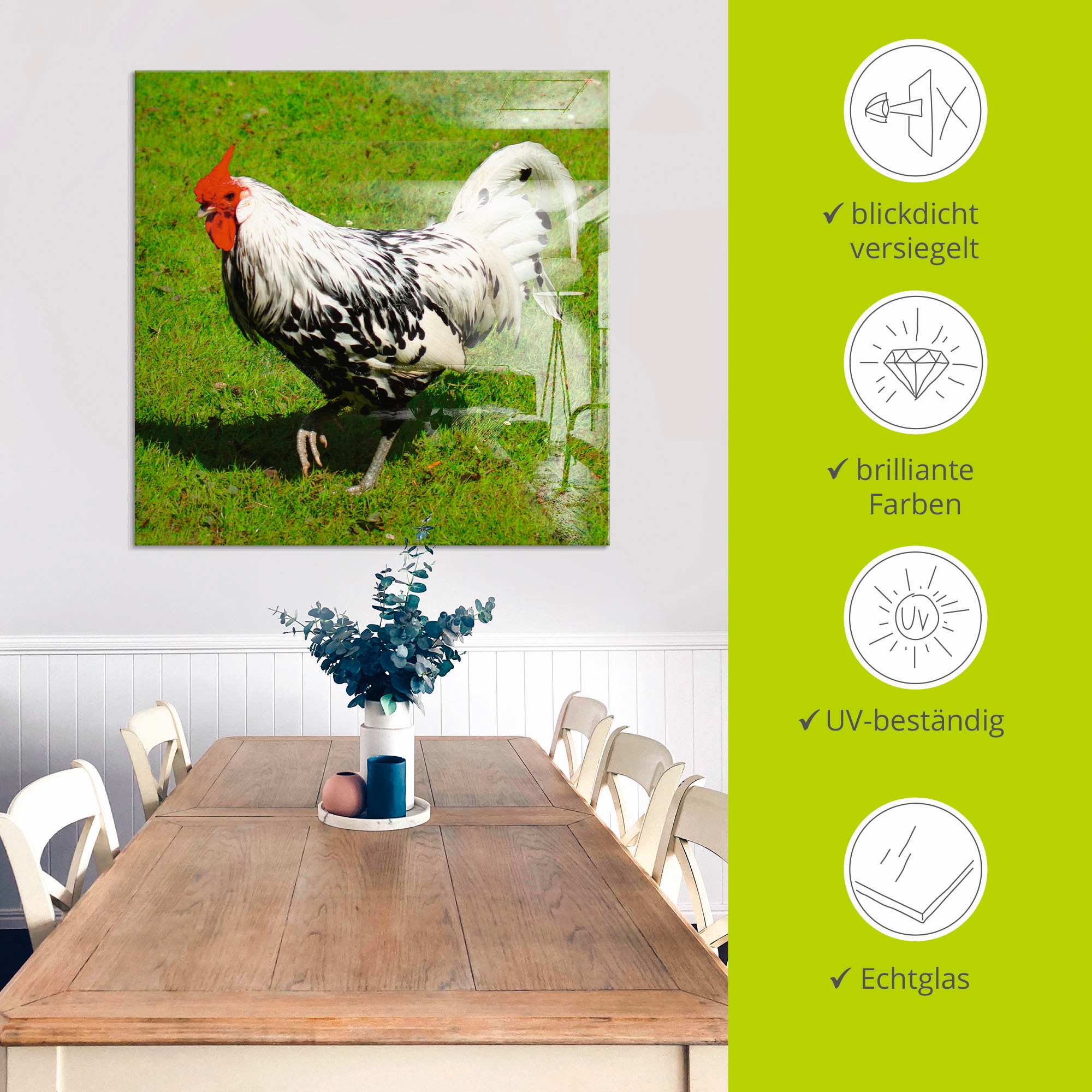 Artland Tableau en verre »Gepunktetes Huhn« 1 cuis tlg. in verschiedenen Grössen