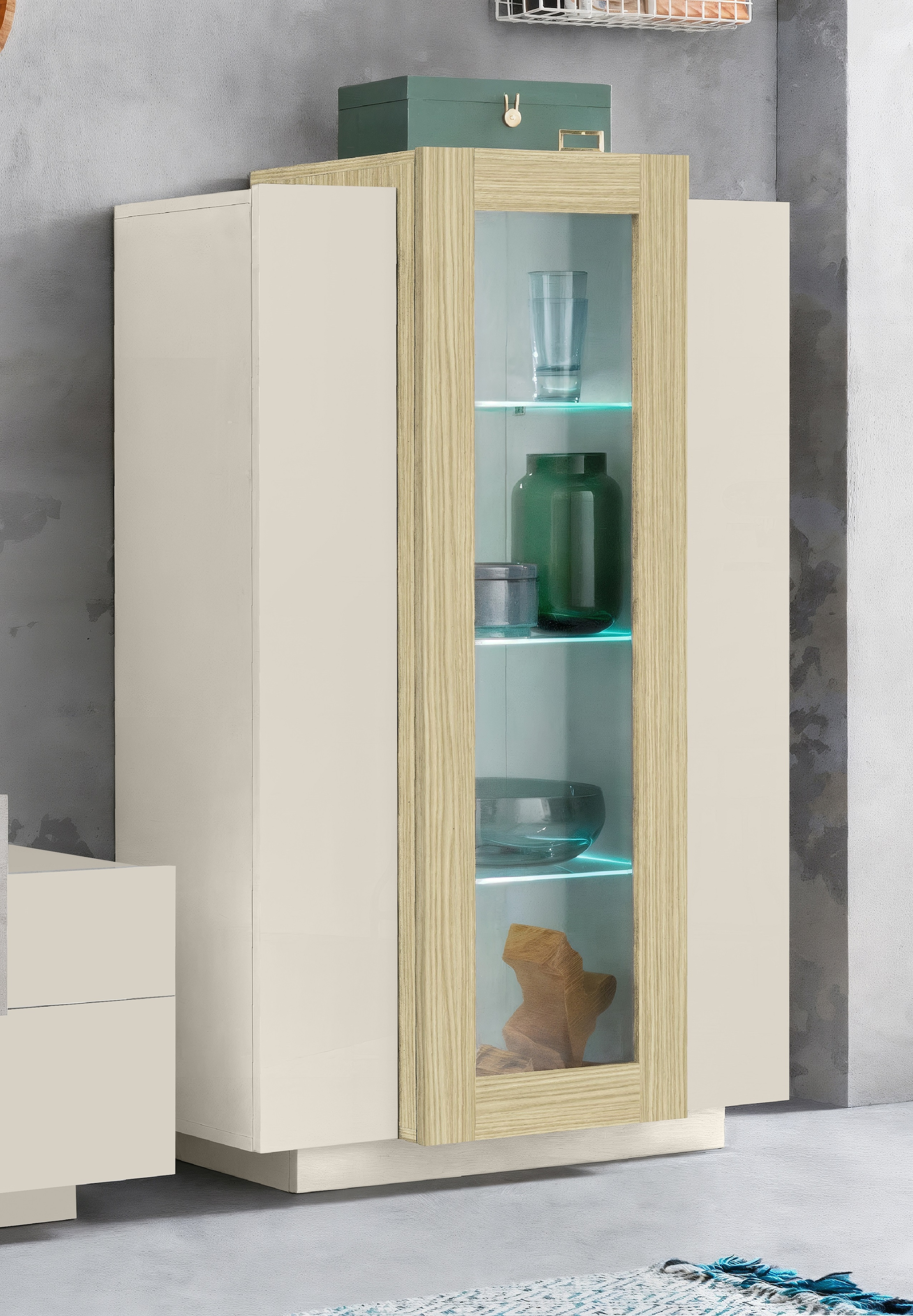 Home affaire Vitrine »Coro, Vitrine, Glasvitrine, Vitrinenschrank, Stauraumvitrine« 3 Türen davon 1 Glastür, 9 Fächer, Doppeltiefe,  Höhe 120,5cm