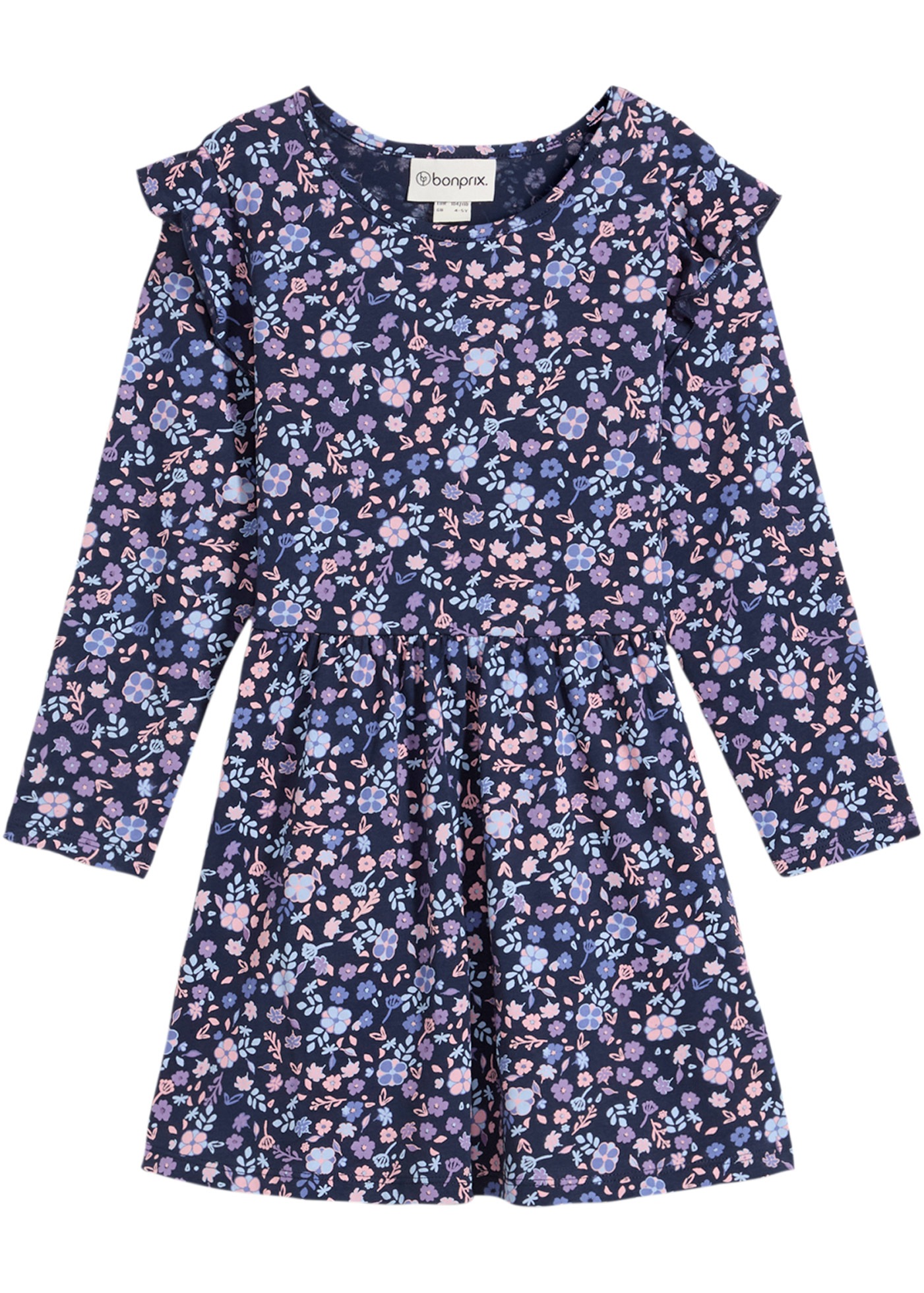bonprix Robe en jersey aus reiner Baumwolle, mit Blümchenmuster, mit langem Arm