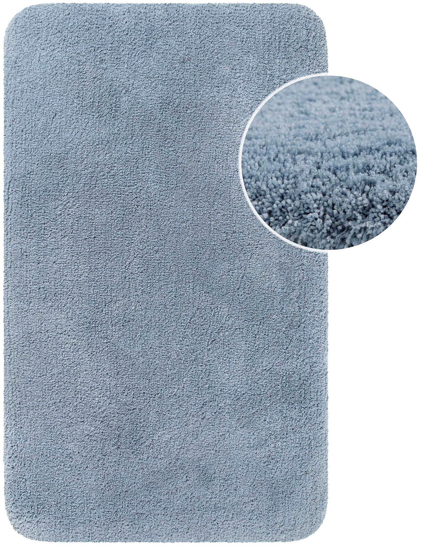 Homie Living Tapis de bain »Porto Azzurro« Höhe 30 mm revêtement antidérapant Badteppich, uni, rechteckig & rund, waschbar, Badezimmerteppich