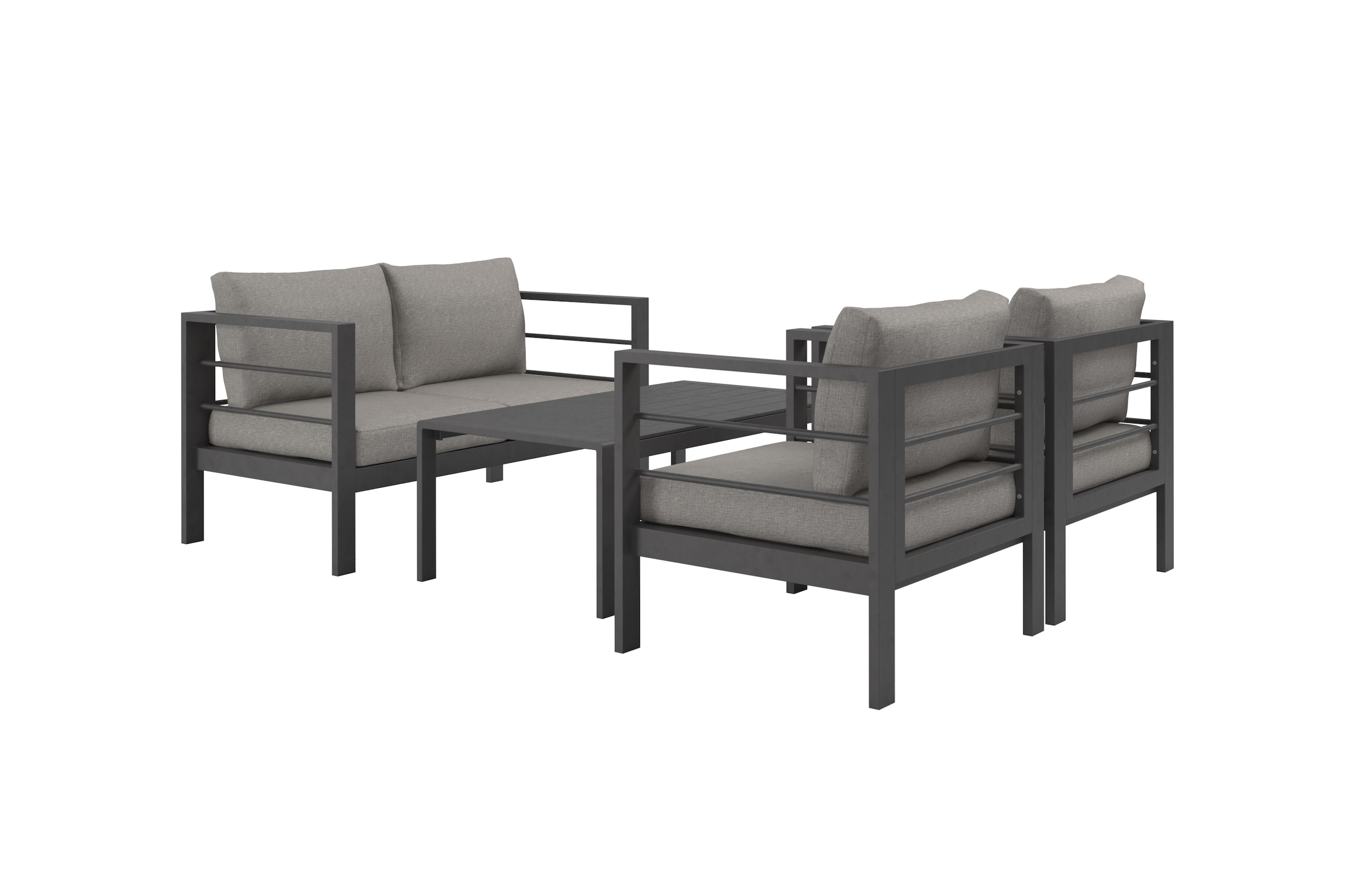 KONIFERA Gartenlounge-Set »»New Jersey«« Set, 1x2er Sofa, 2 Sessel, Tisch 62x110x41 cm, inkl. Auflagen, 12 Stk. tlg. Tischplatte aus Nonwood
