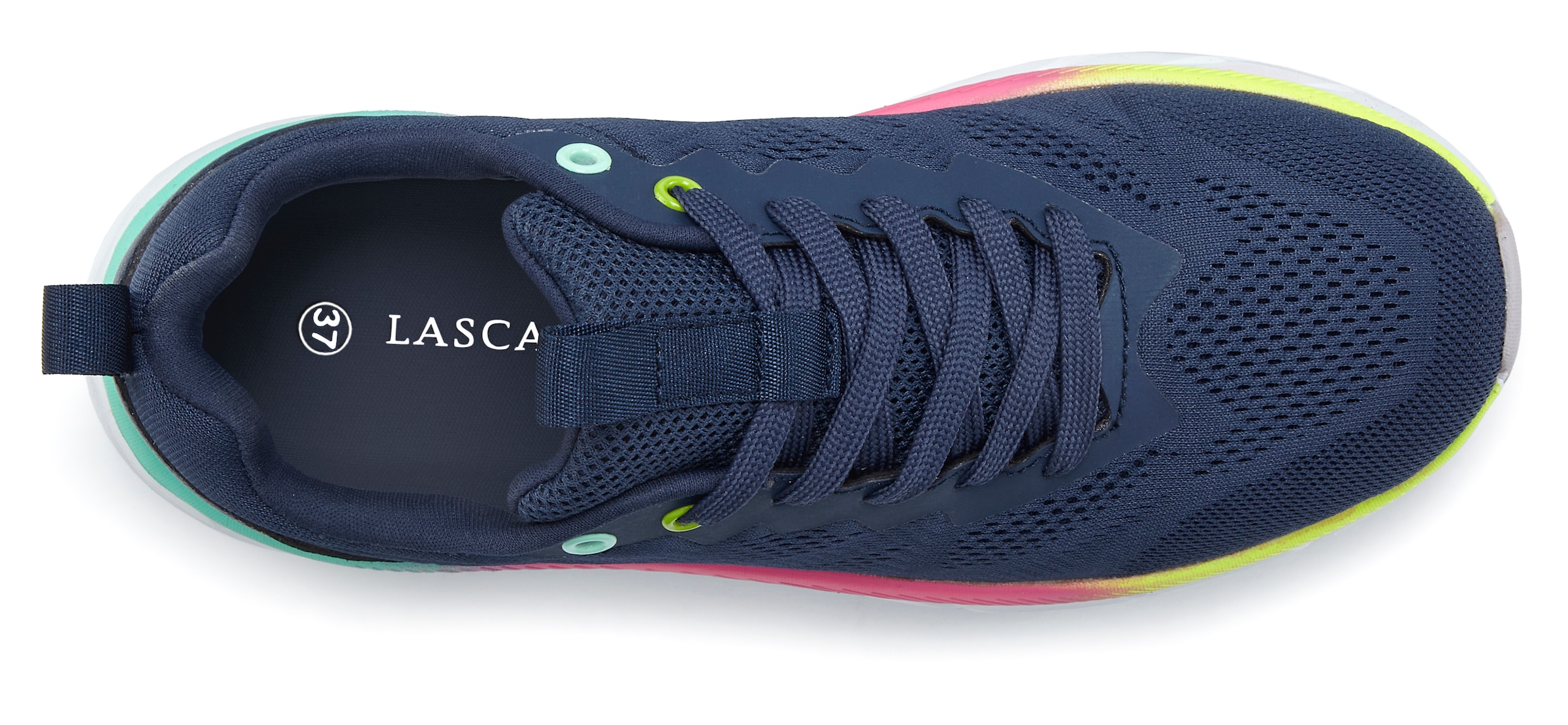 LASCANA Sneakers »Halbschuh, Turnschuh, Freizeitschuh,«  NEU mit modischen Farbdetails, Chunky Sohle & Mesh-Optik VEGAN
