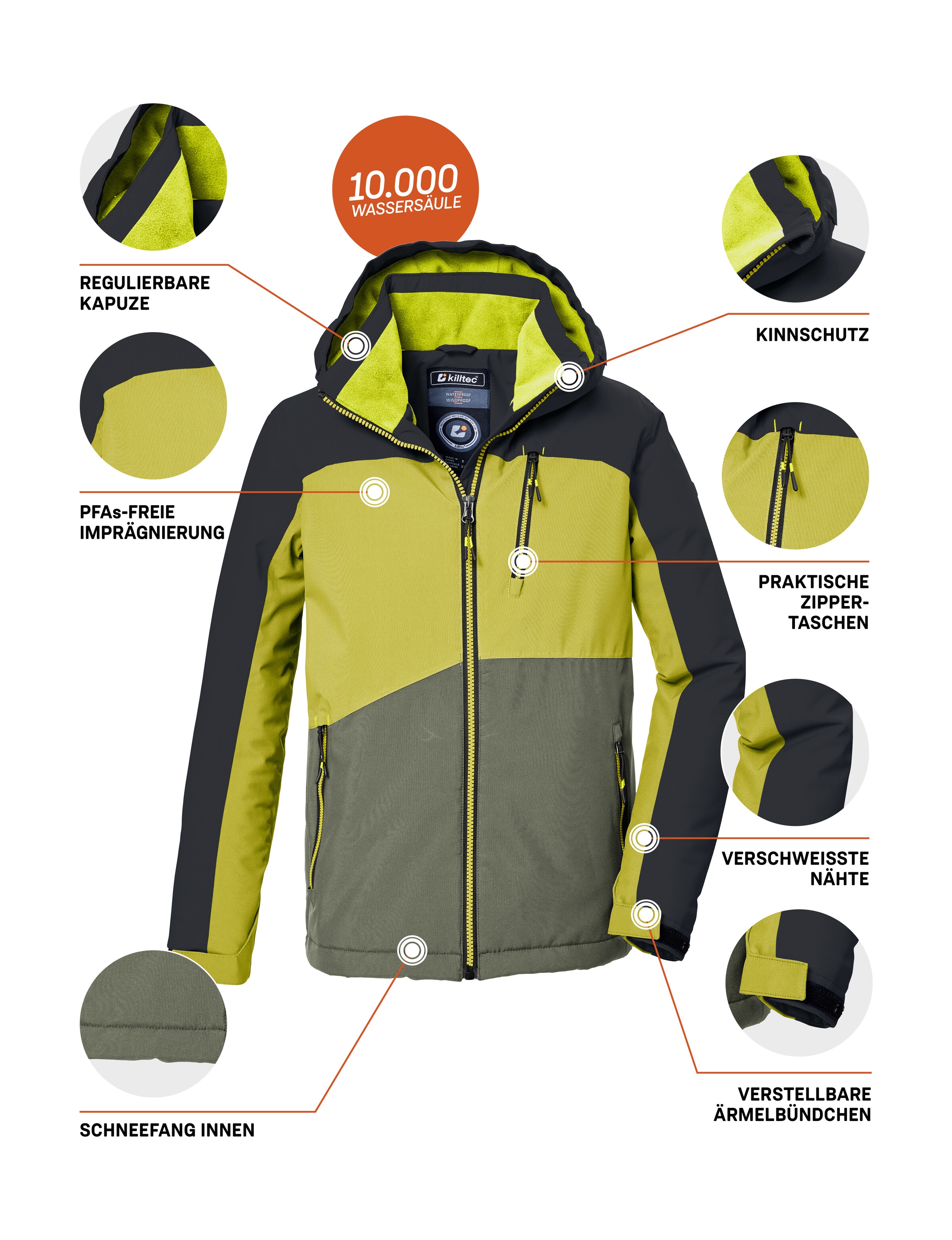 Killtec Veste fonctionnelle »KOW 370 BYS JCKT« Wasserdichte Jungenjacke mit 10.000 mm Wassersäule und Fleece