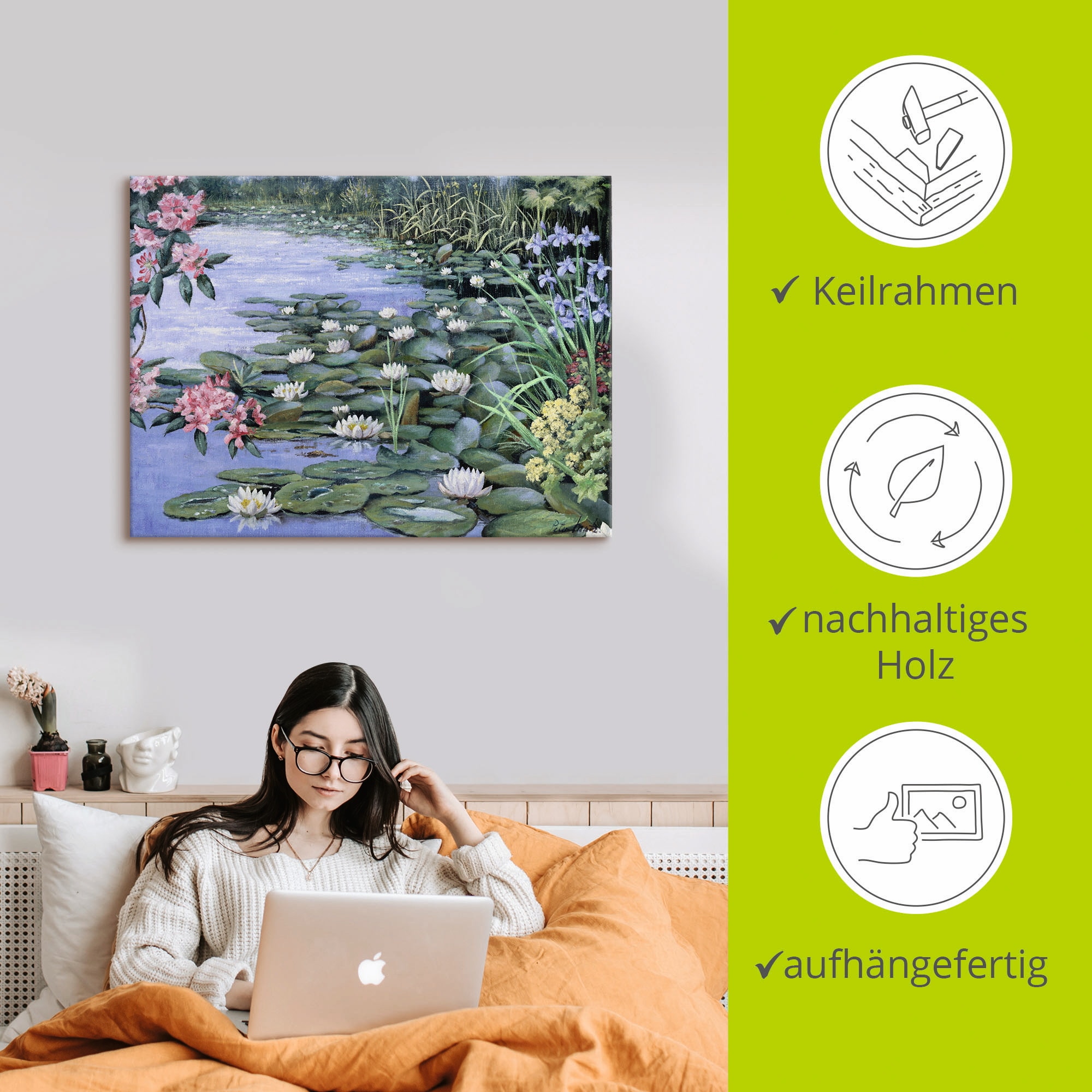 Artland Tableau sur toile »Der See« 1 cuis tlg. auf Holzrahmen gespannt