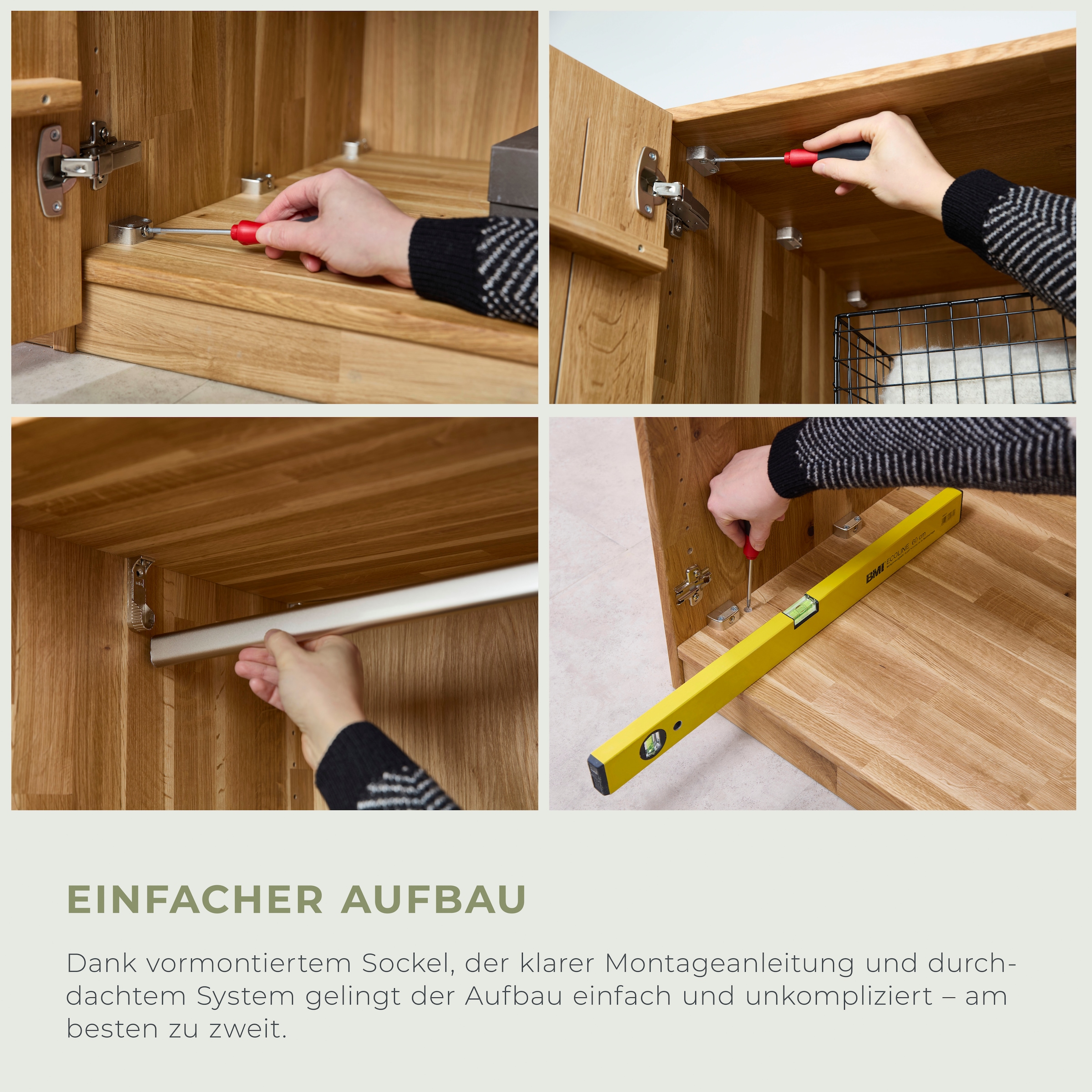 Home affaire Kleiderschrank »Ambroise, aus Wildeiche, inkl. Passepartout« Massivholz-Kleiderschrank, im 50 cm Raster planbar