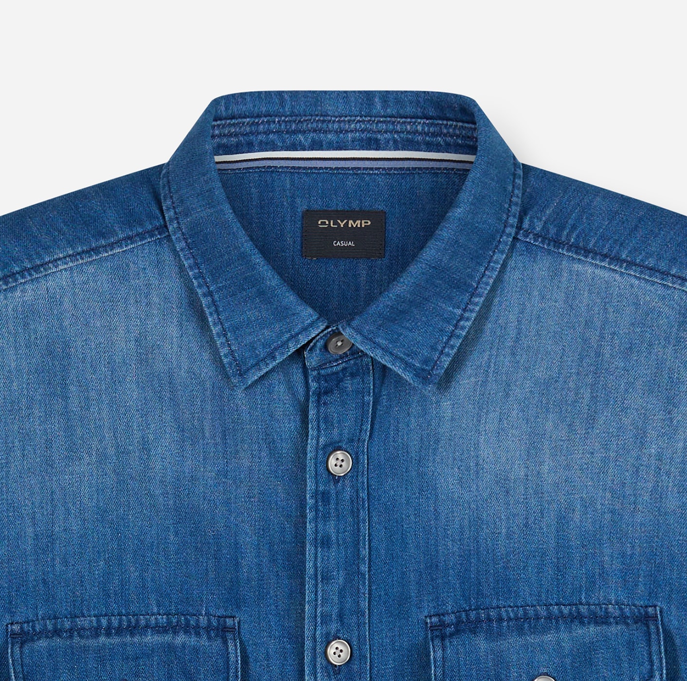 OLYMP Chemise en jean »Casual« im Denim-Look, Kentkragen