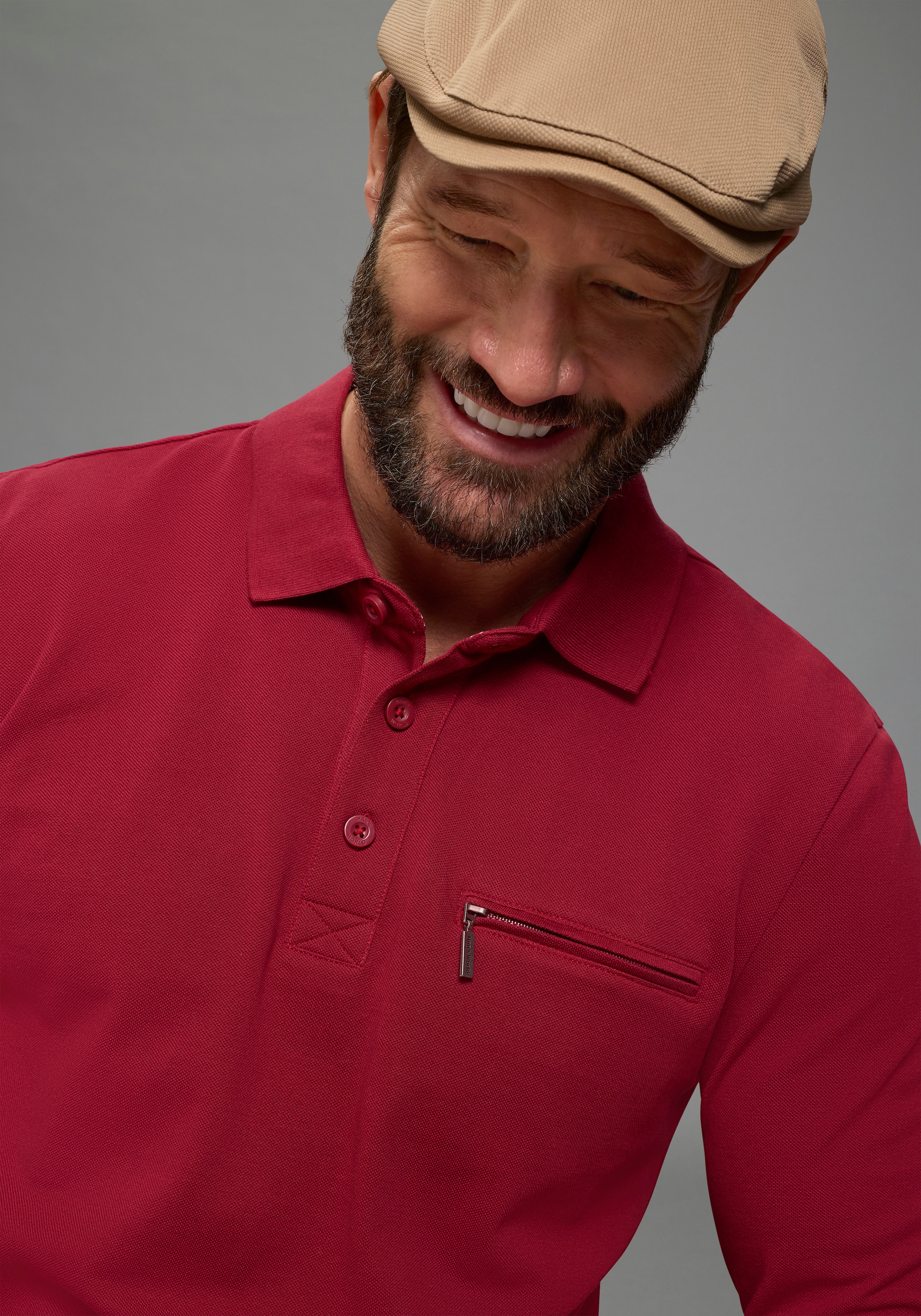 Man's World Langarm-Poloshirt »Neue Kollektion!« schmale Passform, Langarm, mit Reissverschlusstasche