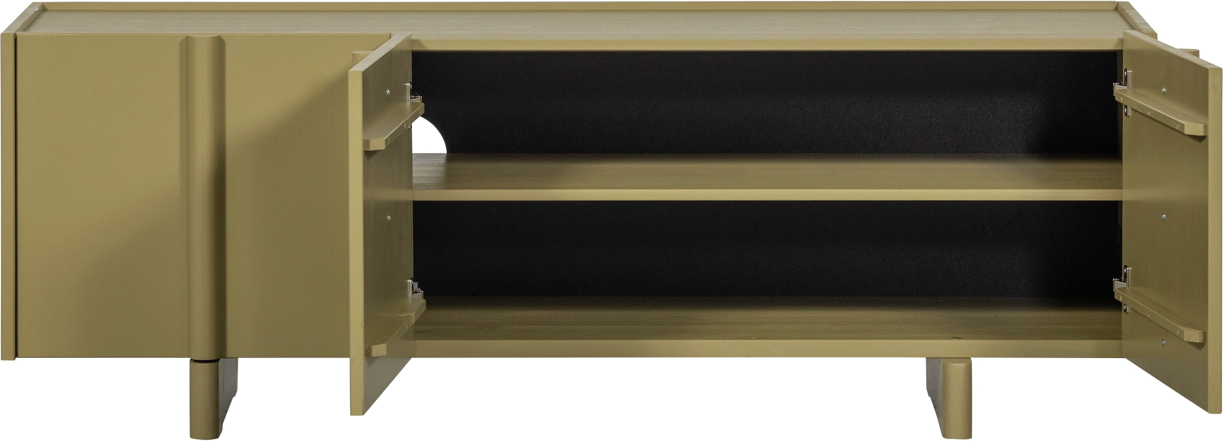 WOOOD Lowboard »Basu FSC®-Kiefernholz Lackiert Grifflos, H 53 x B 152 x T 46 cm« Sichtbare Maserung, Tragkraft Deckplatte 35 kg und 15 kg pro boden