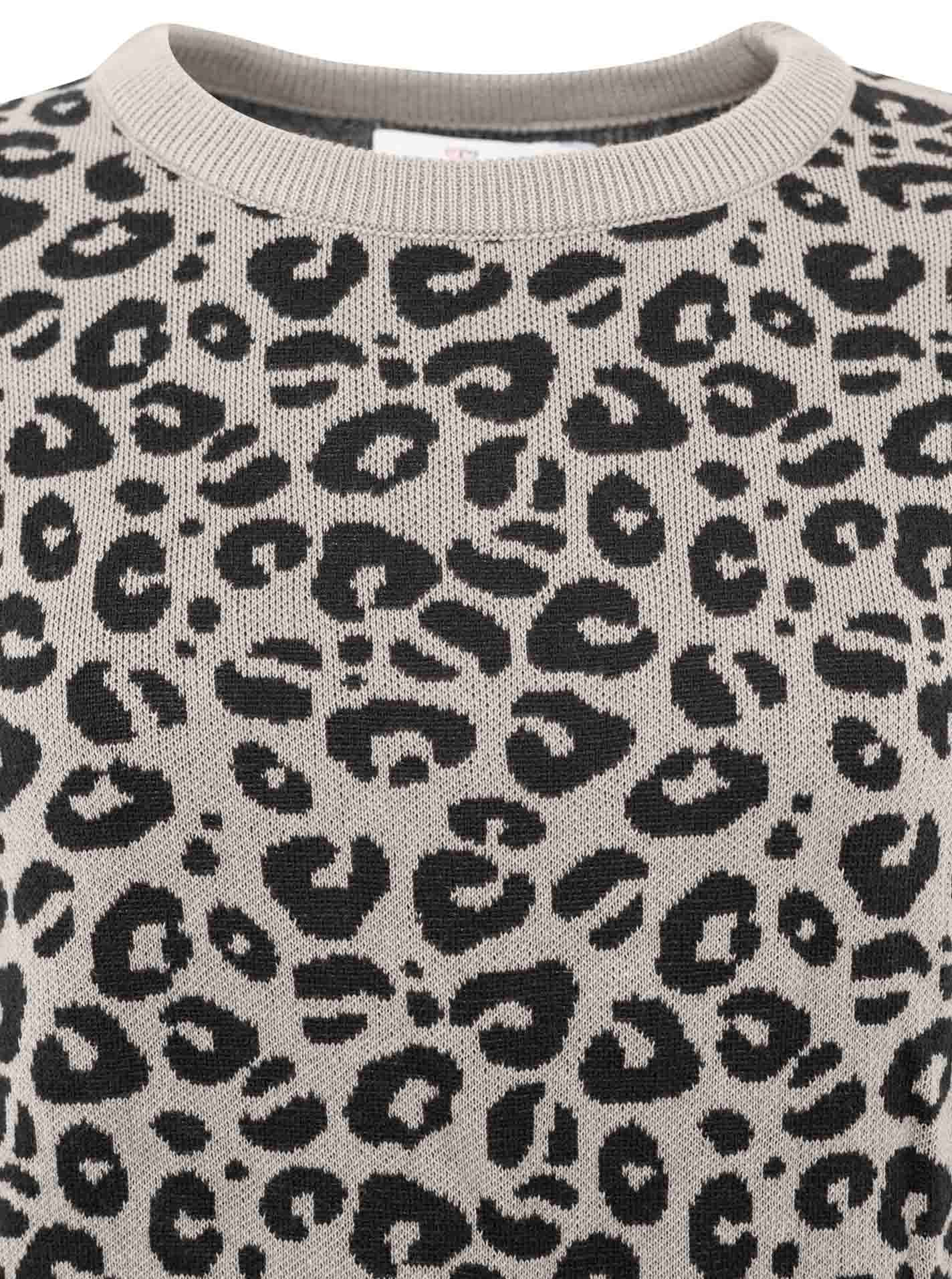 Zwillingsherz Pull en tricot »"Gestrickter-Leo"« Animal-Muster, Rundhalsausschnitt, Langarm, Feinstrick