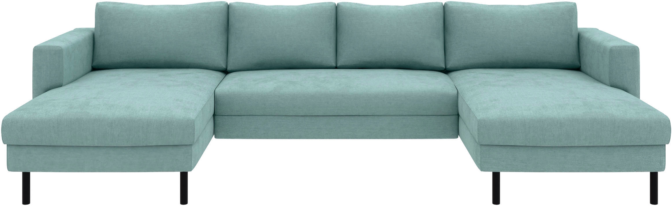 TRENDMANUFAKTUR Wohnlandschaft »Amazing II, wahlw. mit Schlaffunktion & Bettkasten, Fuss schwarz« Sofa in U-Form, in Cord, Struktur LEO o. Struktur LINO, Breite 305 cm