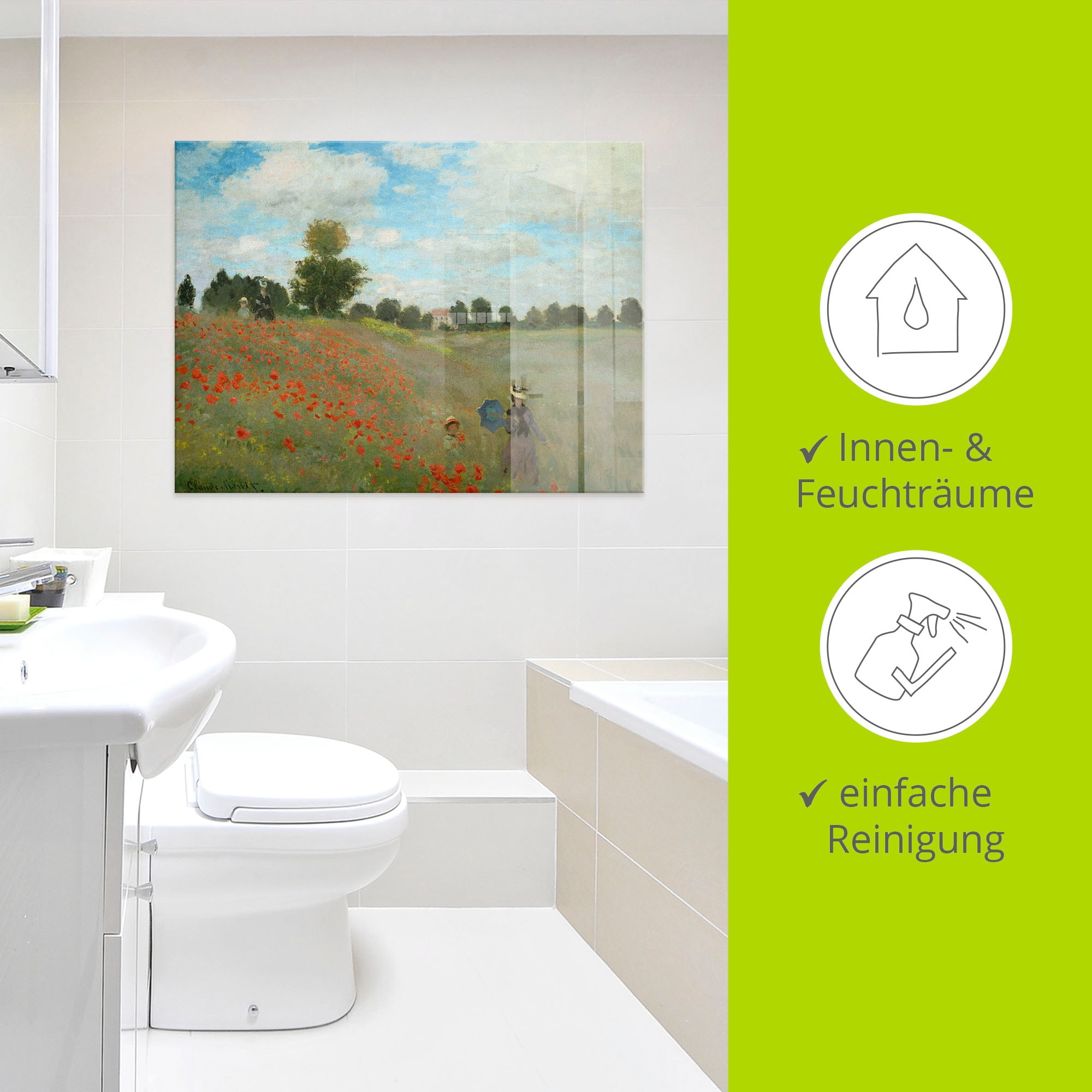 Artland Glasbild »Mohnfeld bei Argenteuil. 1873« Blumen 1 Stk. tlg. in verschiedenen Grössen