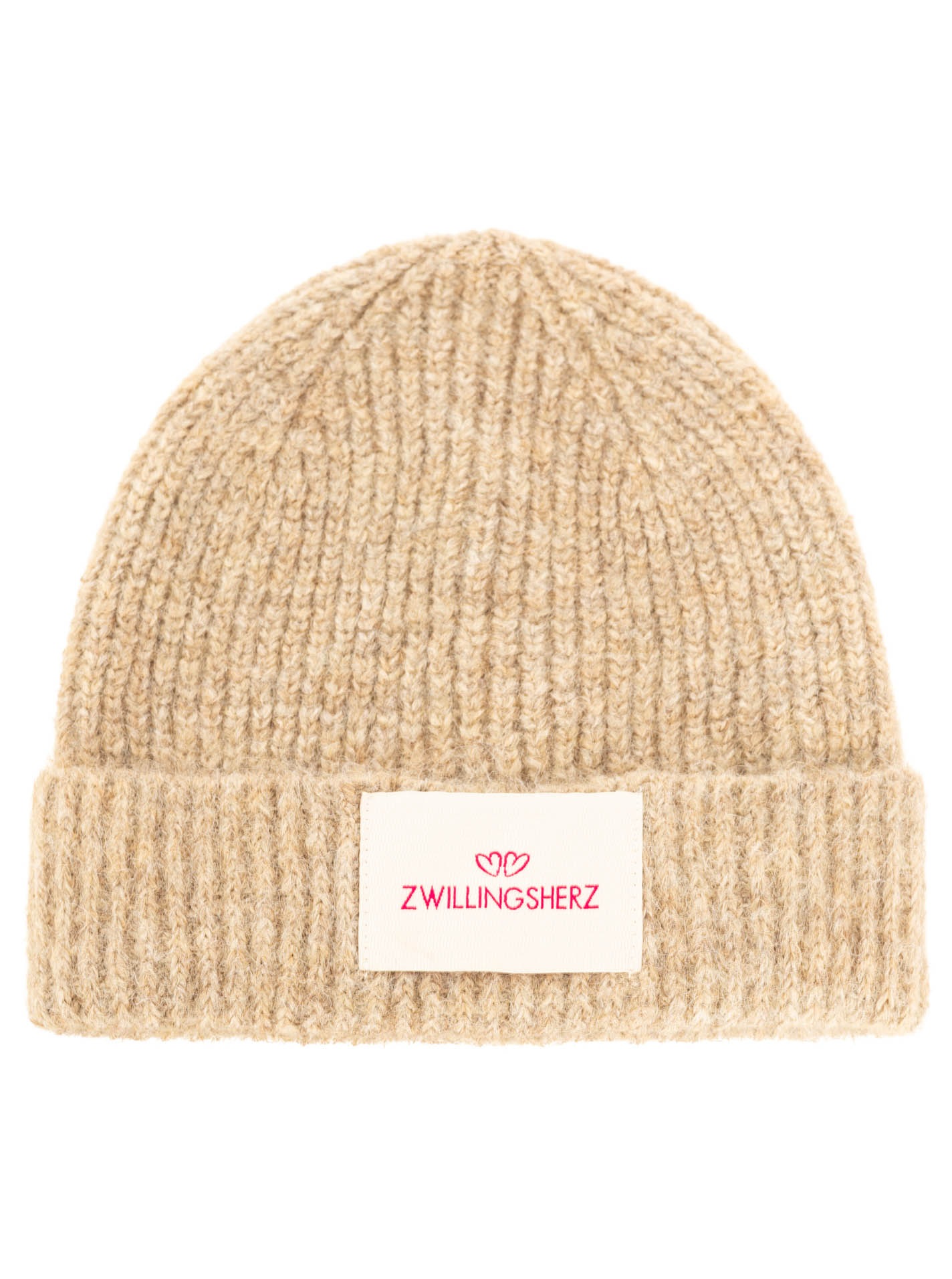 Zwillingsherz Strickmütze »"Zwillingsherz Patch"« gerippt,  mit Wolle und Umschlag, mit Patch
