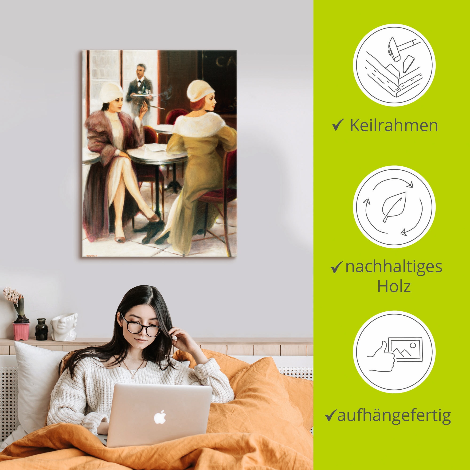 Artland Leinwandbild »Cafe I« Frau 1 Stk. tlg. auf Holzrahmen gespannt