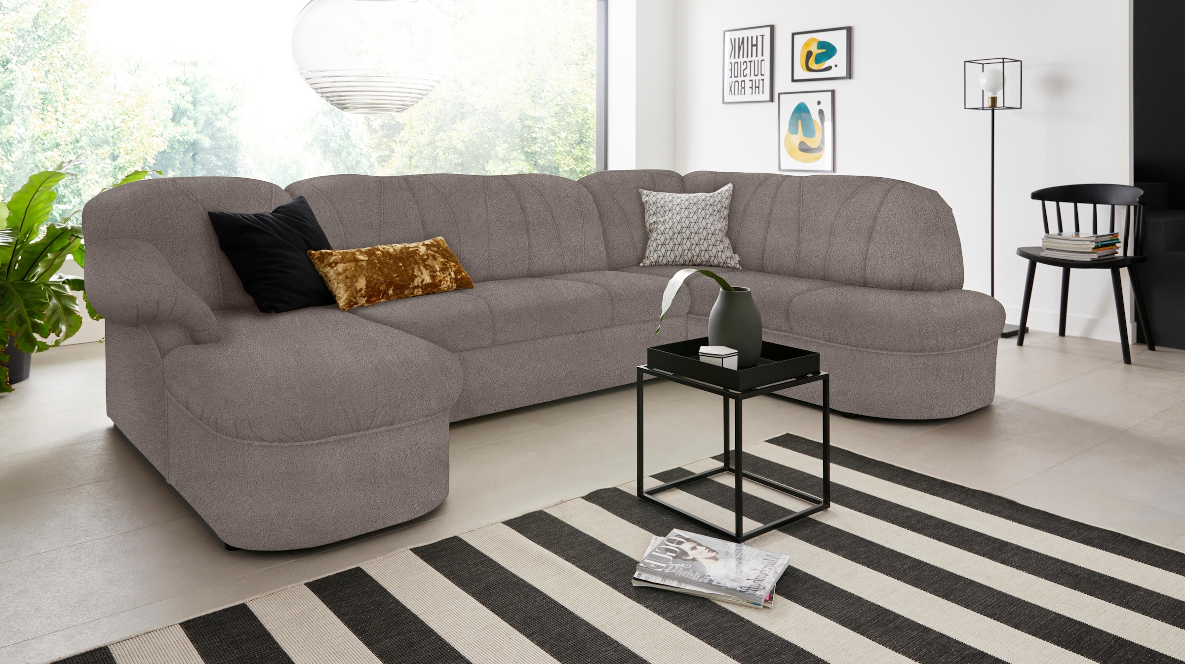 DOMO collection Paysage de salon »Pegnitz, zeitlos&modern, elegante Rückensteppung, Breite 292cm, U-Form« wahlweise mit Bettfunktion