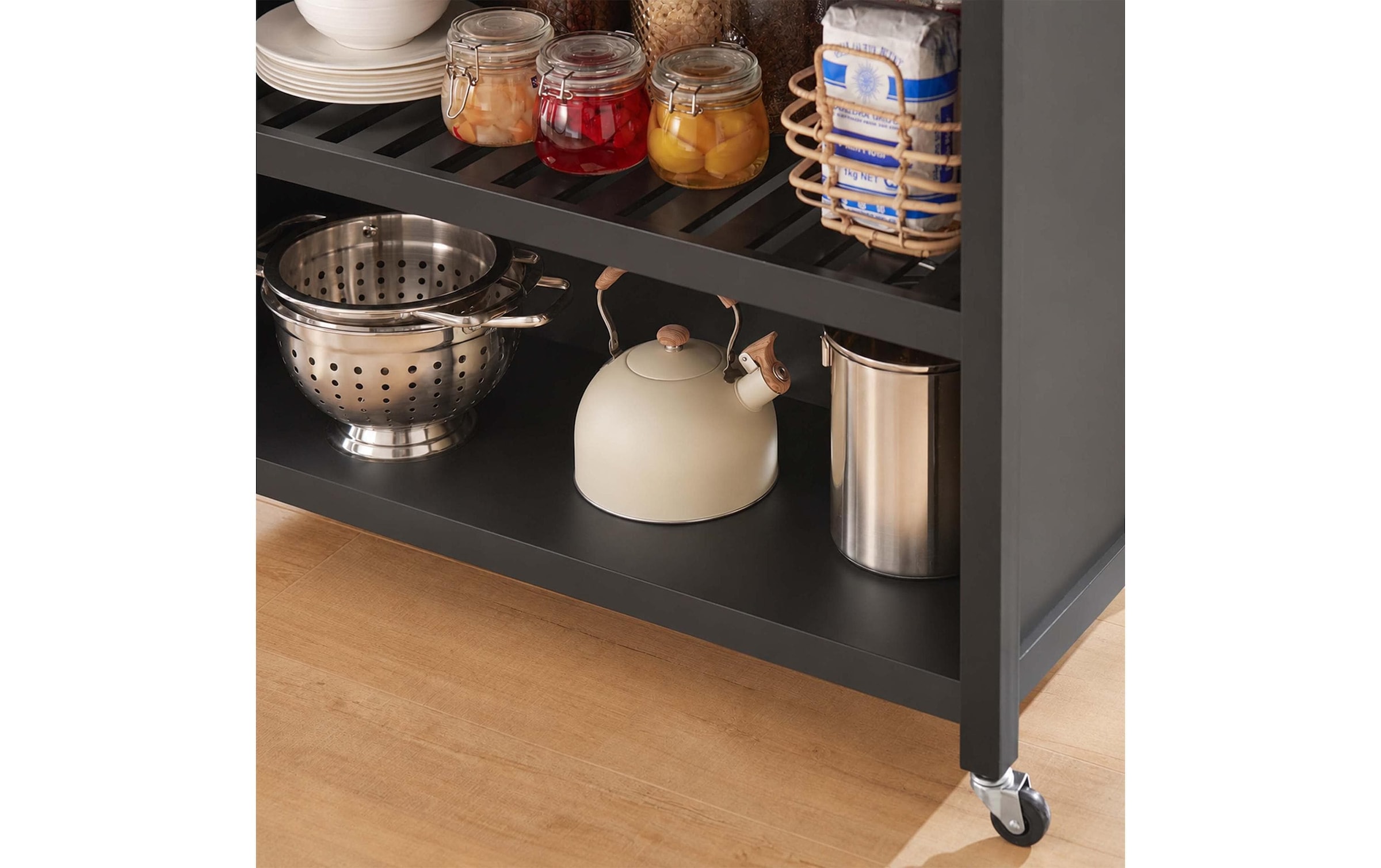 relaxdays »relaxdays Küchenwagen Kücheninsel 100 x 94 x 60 cm, Schwarz/Braun«